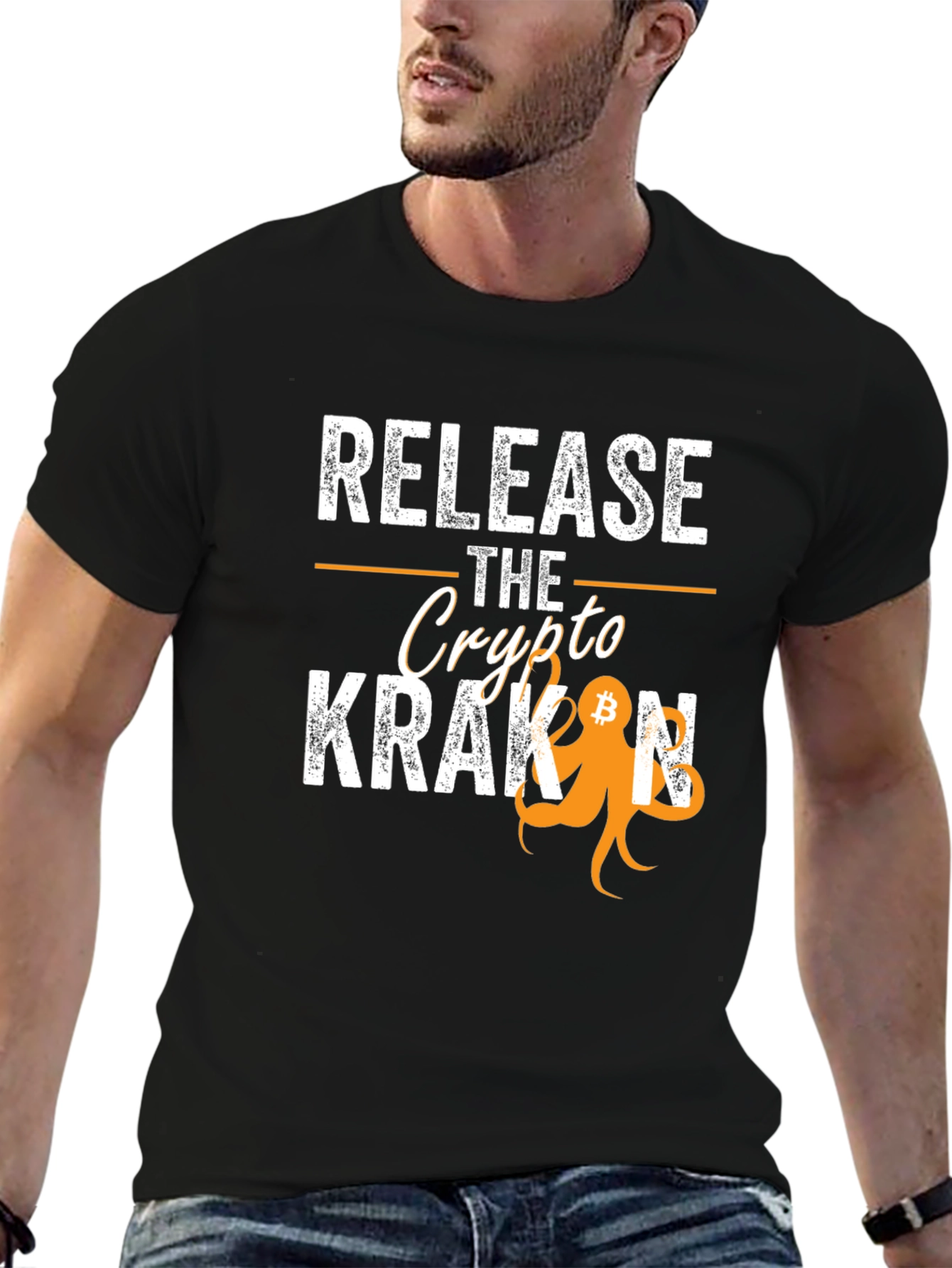 Black Release The Crypto Kraken Bitcoin T-Shirt view 6
