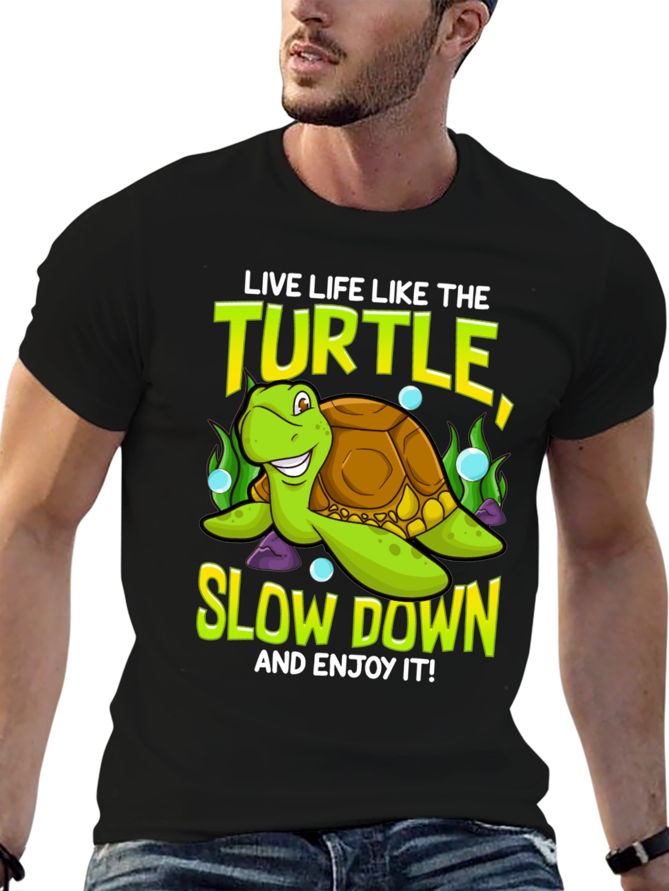 Black Live Like the Turtle Graphic T-Shirt view 6