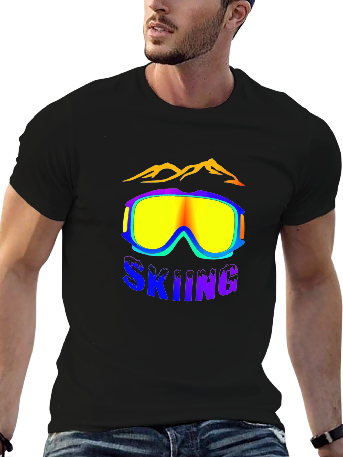 Black Skiing Graphic Tee - Black view 6