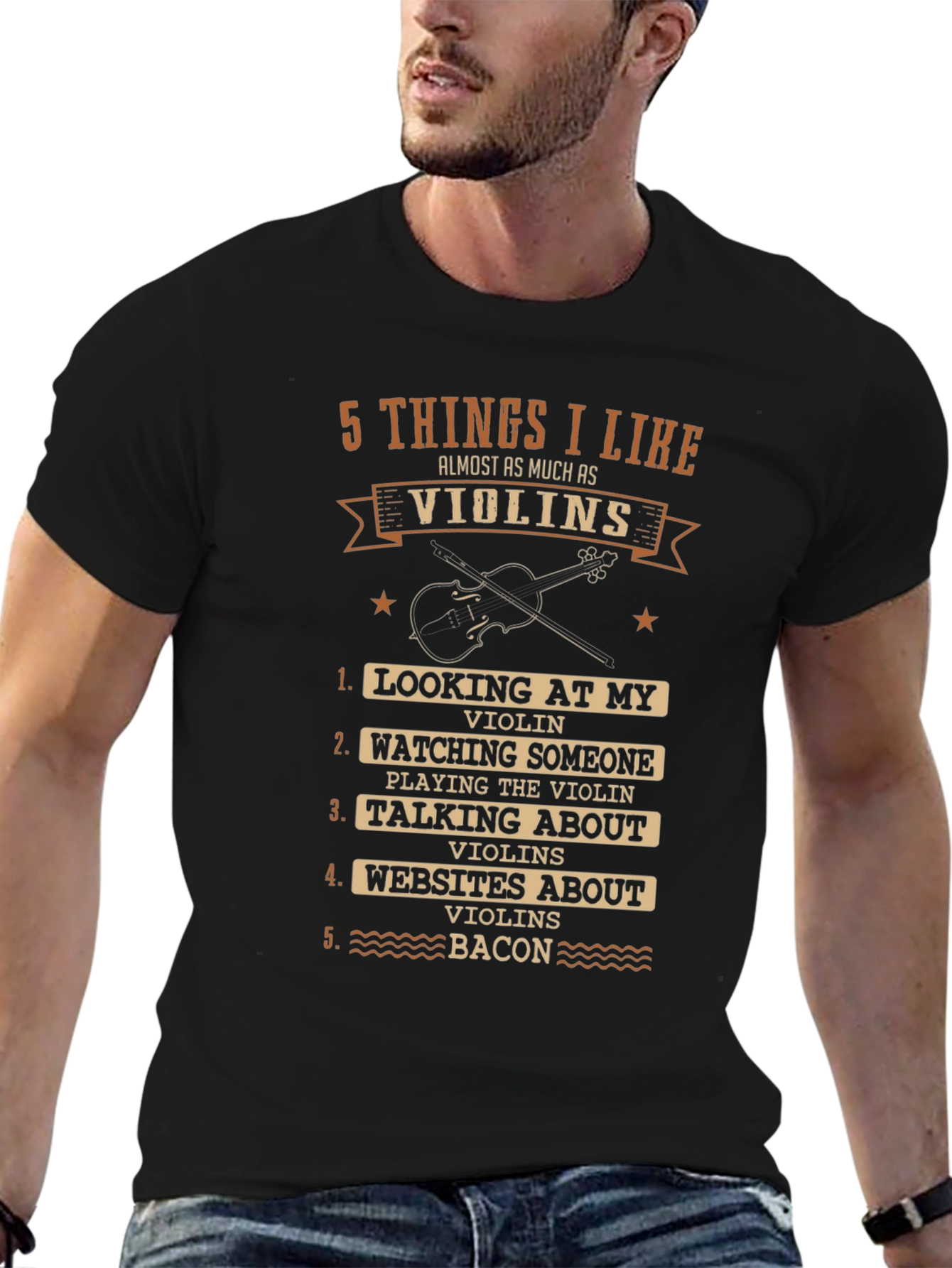 Black Violin Lover's T-Shirt - 5 Things I Like view 6