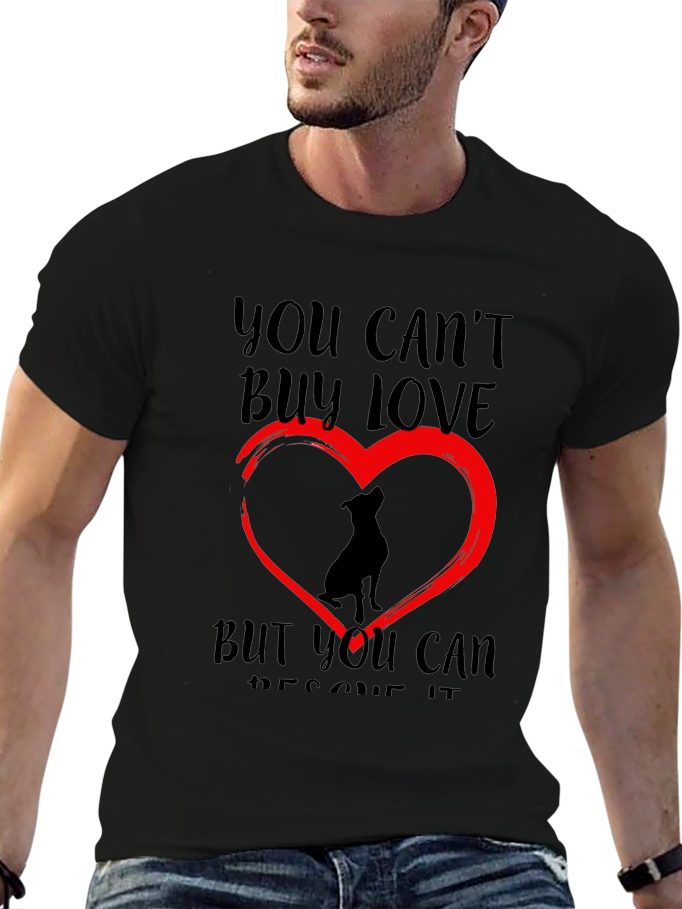 Black Rescue Dog Lover T-Shirt - You Can't Buy Love view 6