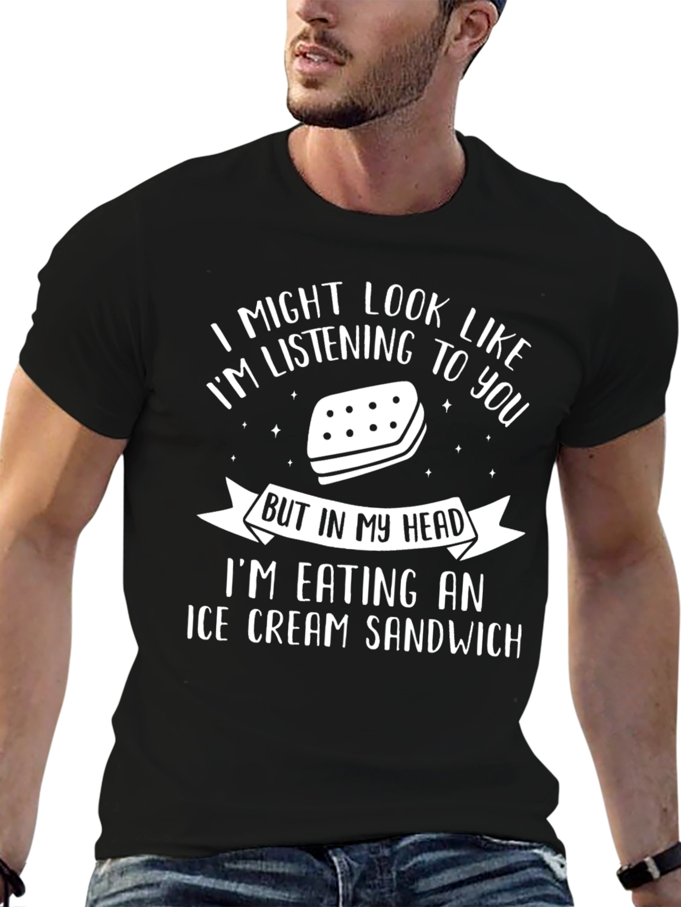 Black Ice Cream Sandwich Graphic Tee - Funny T-Shirt view 6