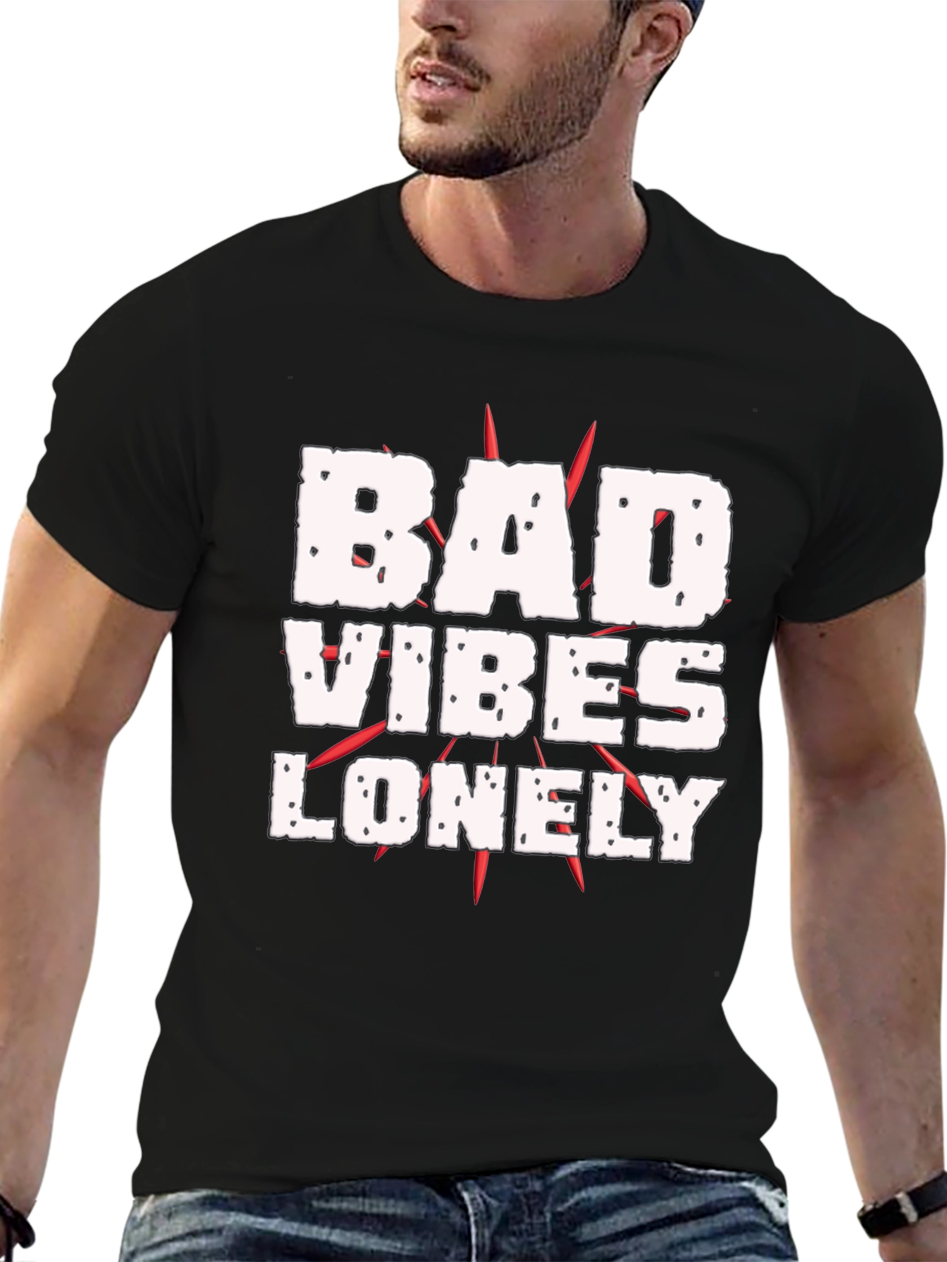 Black Bad Vibes Lonely Graphic Tee - Black T-Shirt view 6