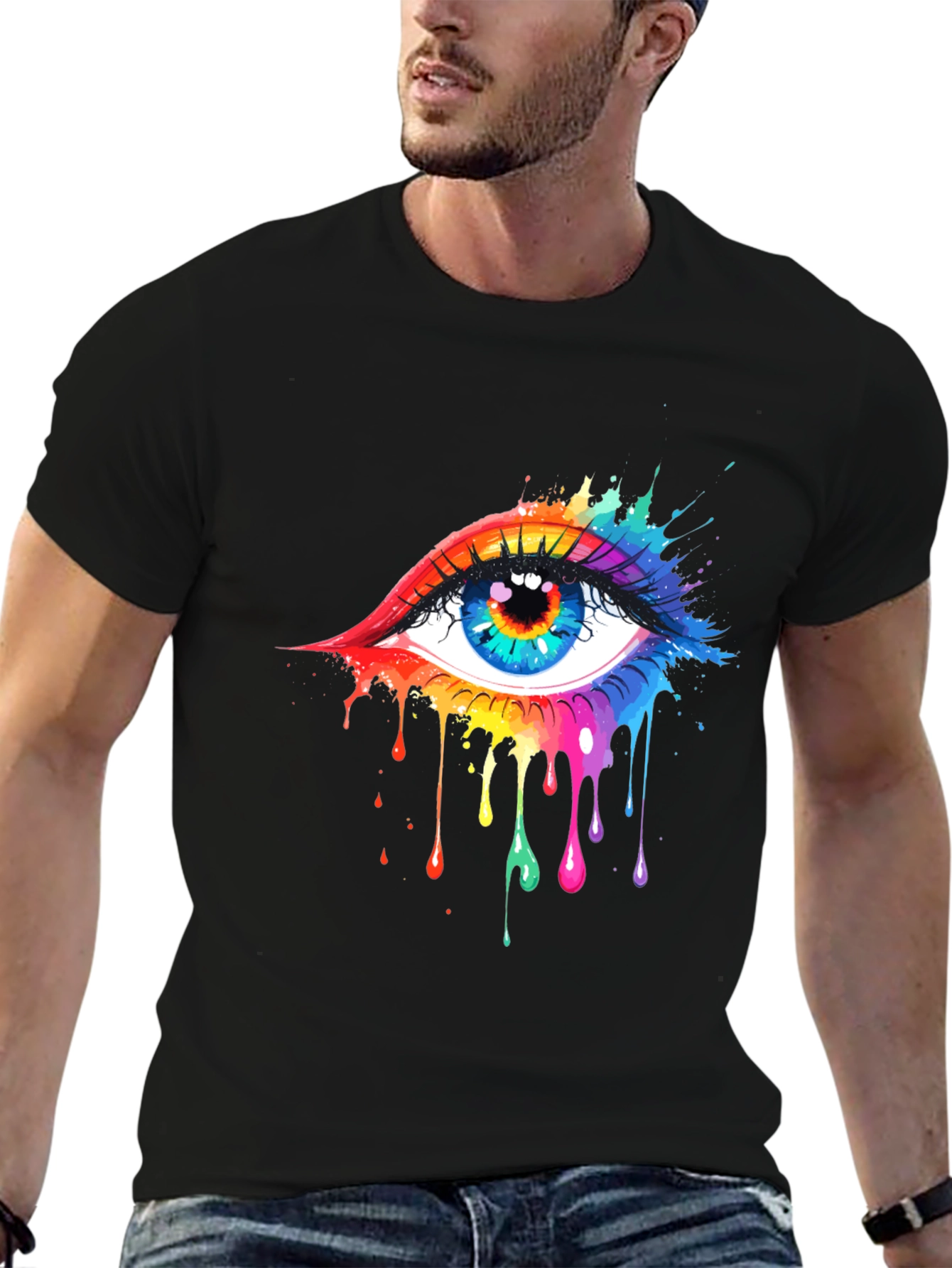 Rainbow Eye Black T-Shirt - 6