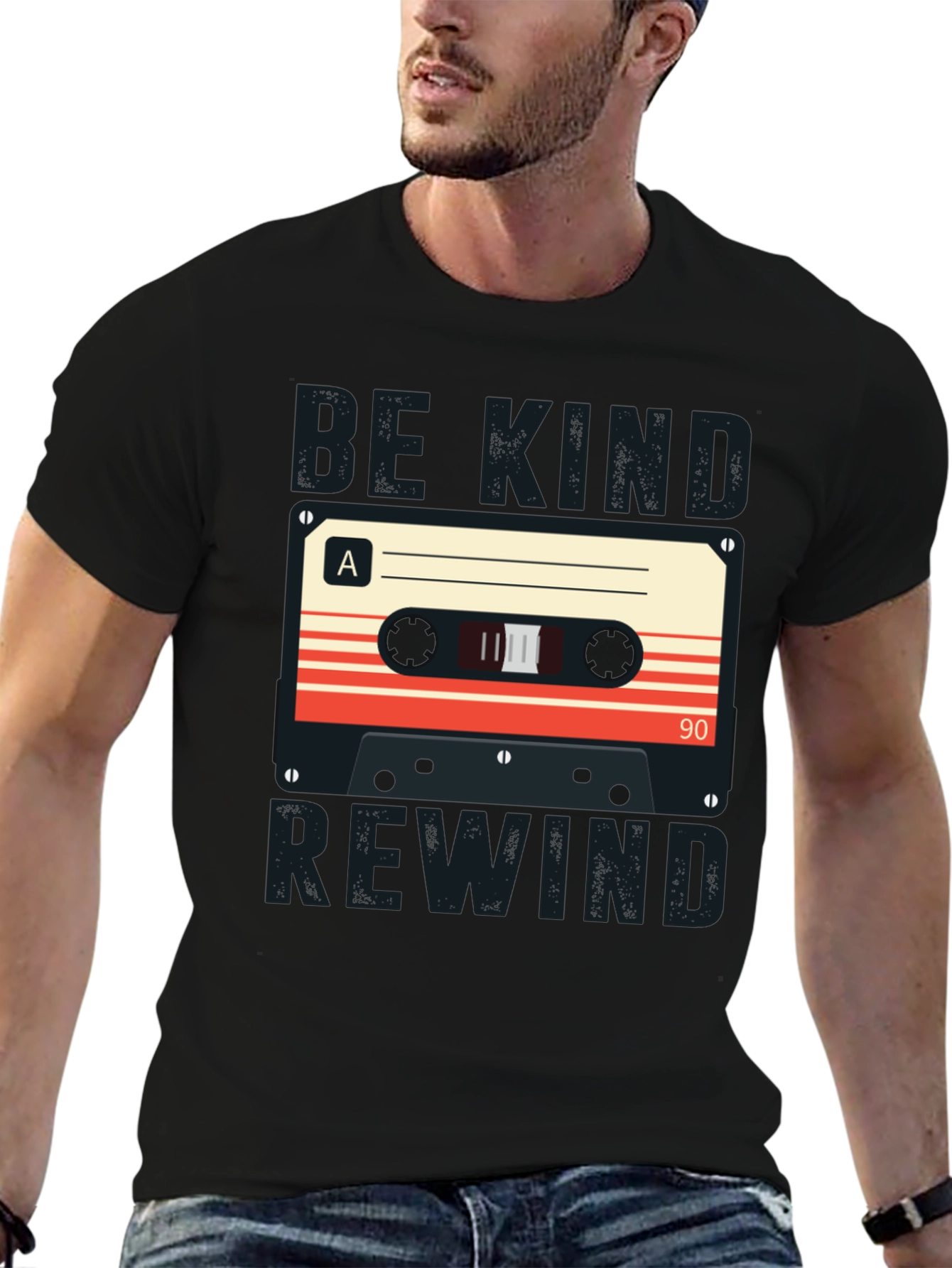 Black Be Kind Rewind Cassette Tape Graphic T-Shirt view 6