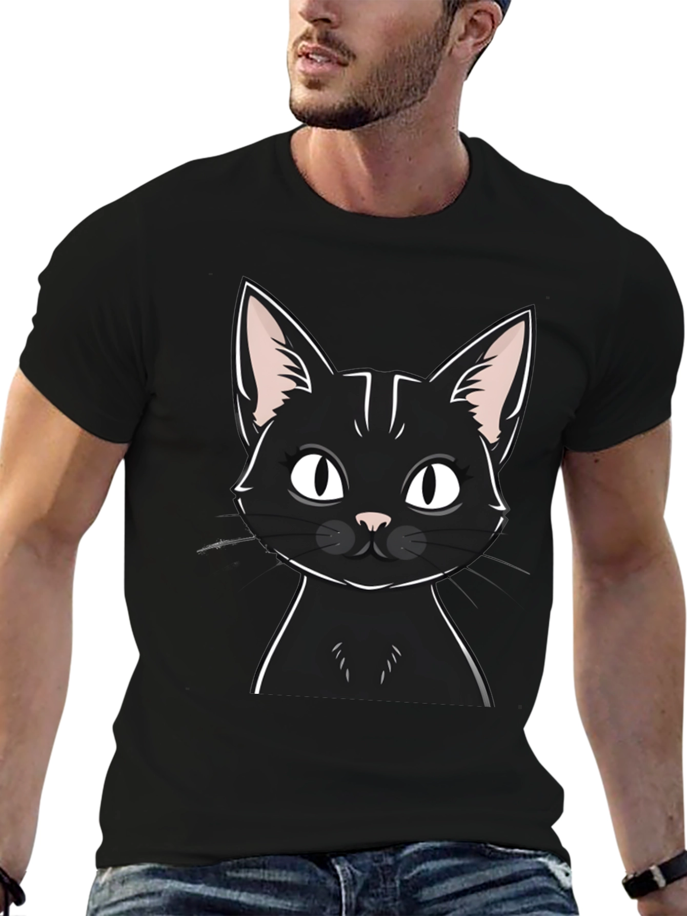 Black Black Cat Graphic T-Shirt - Unisex Casual Tee view 6