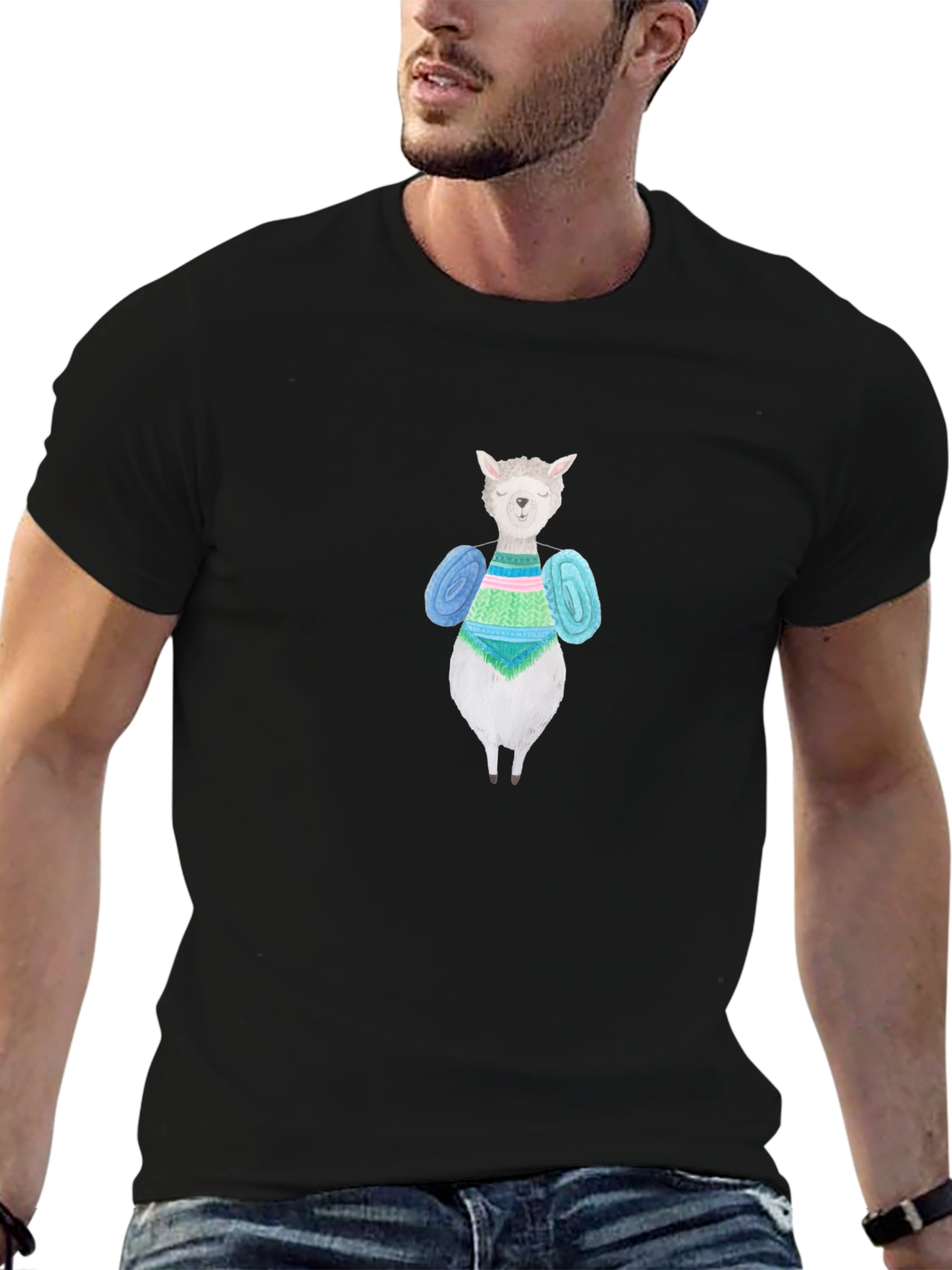 Black Knitting Alpaca T-Shirt - Unique Design view 6