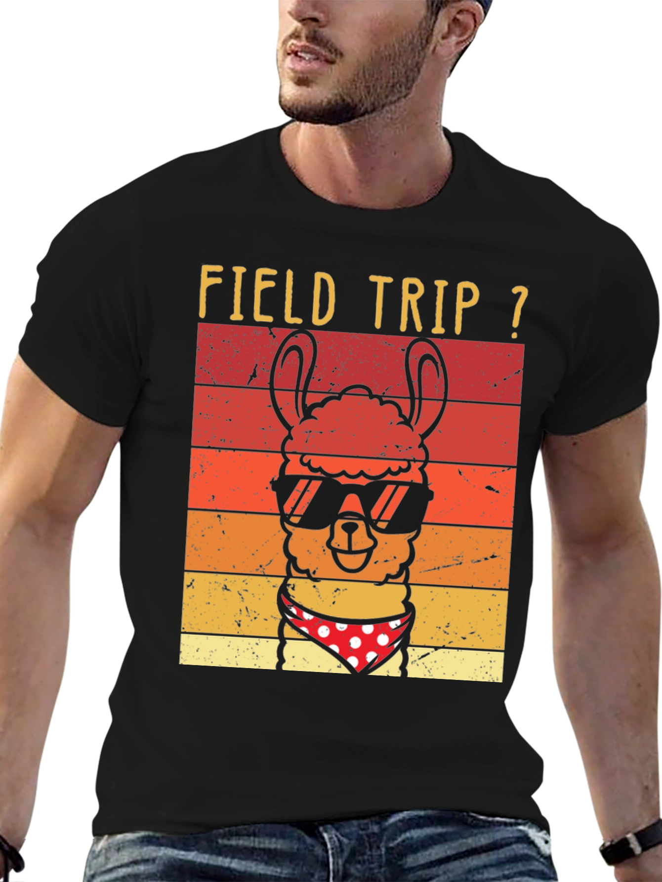 Black Field Trip Llama T-Shirt view 6