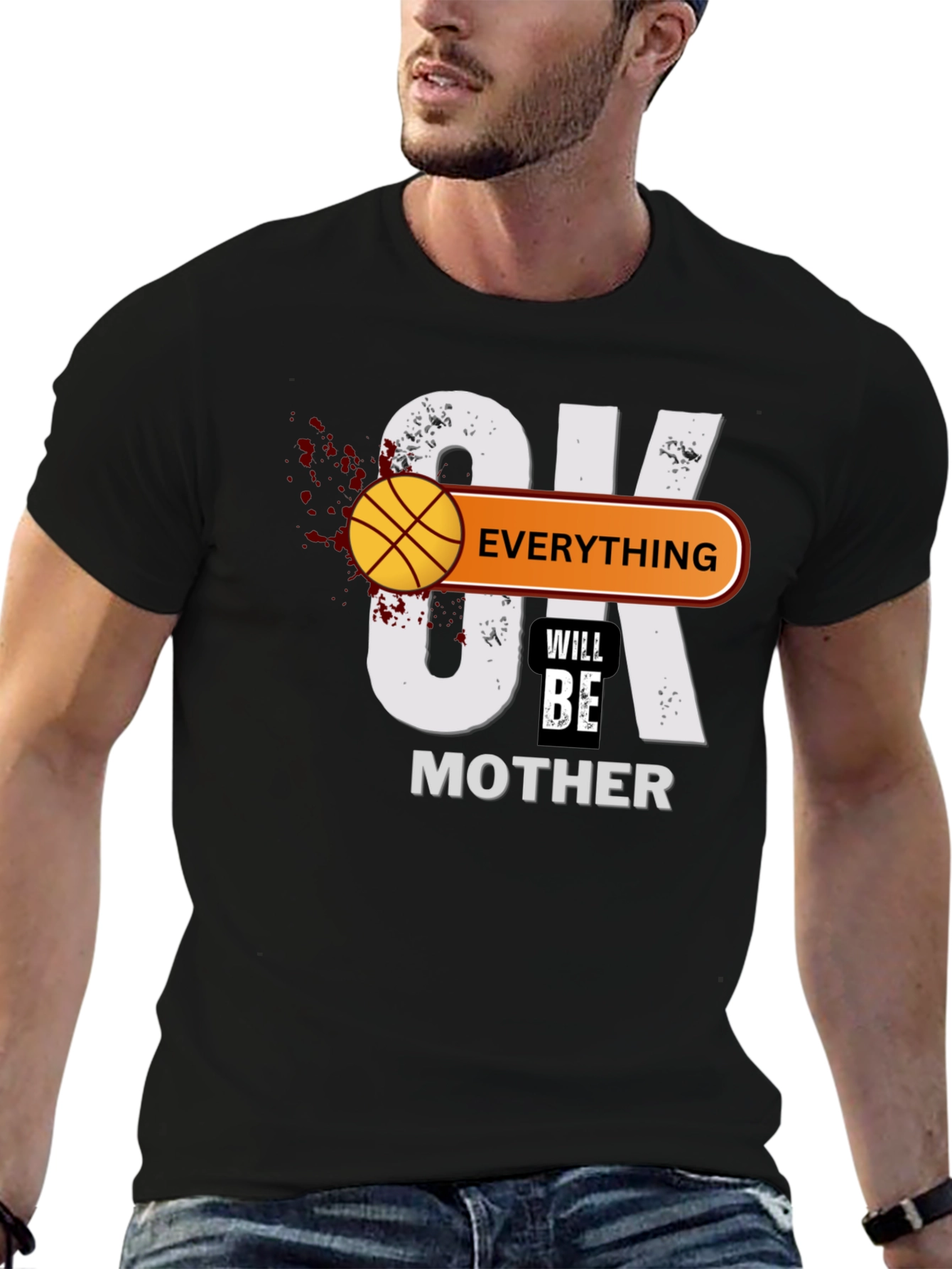 Black Basketball Mother's Day Graphic T-Shirt view 6
