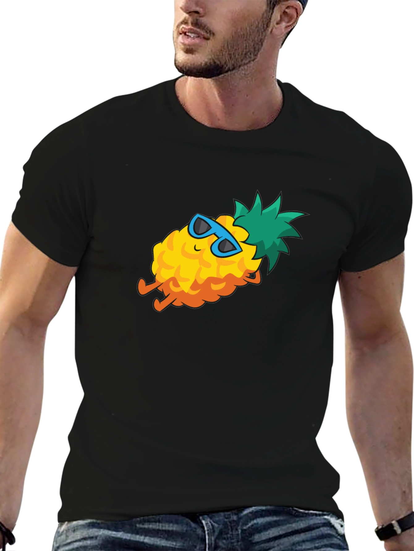 Black Cool Pineapple T-Shirt - Summer Vibes view 6