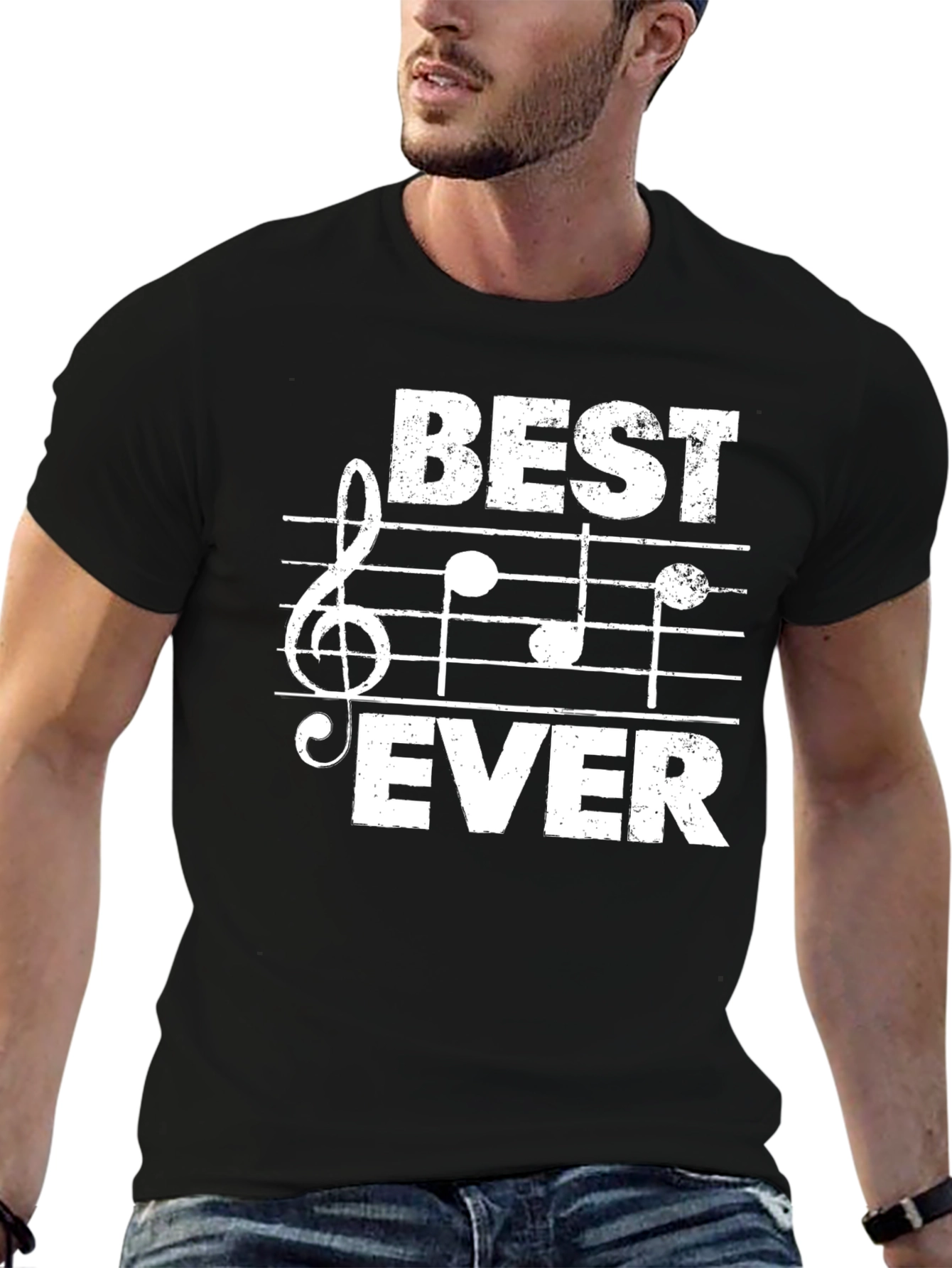 Black Best Ever Musician T-Shirt - Musical Note Design view 6
