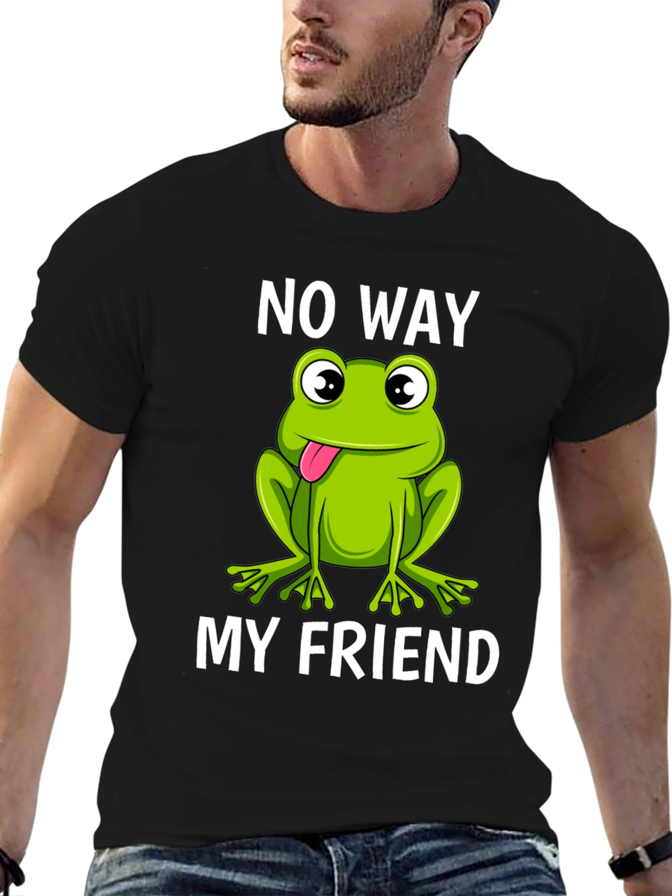 Black No Way My Friend Frog Graphic T-Shirt view 6