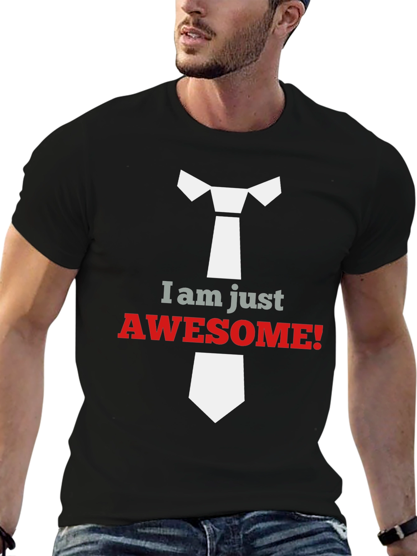 Black Awesome Tie Graphic T-Shirt view 6