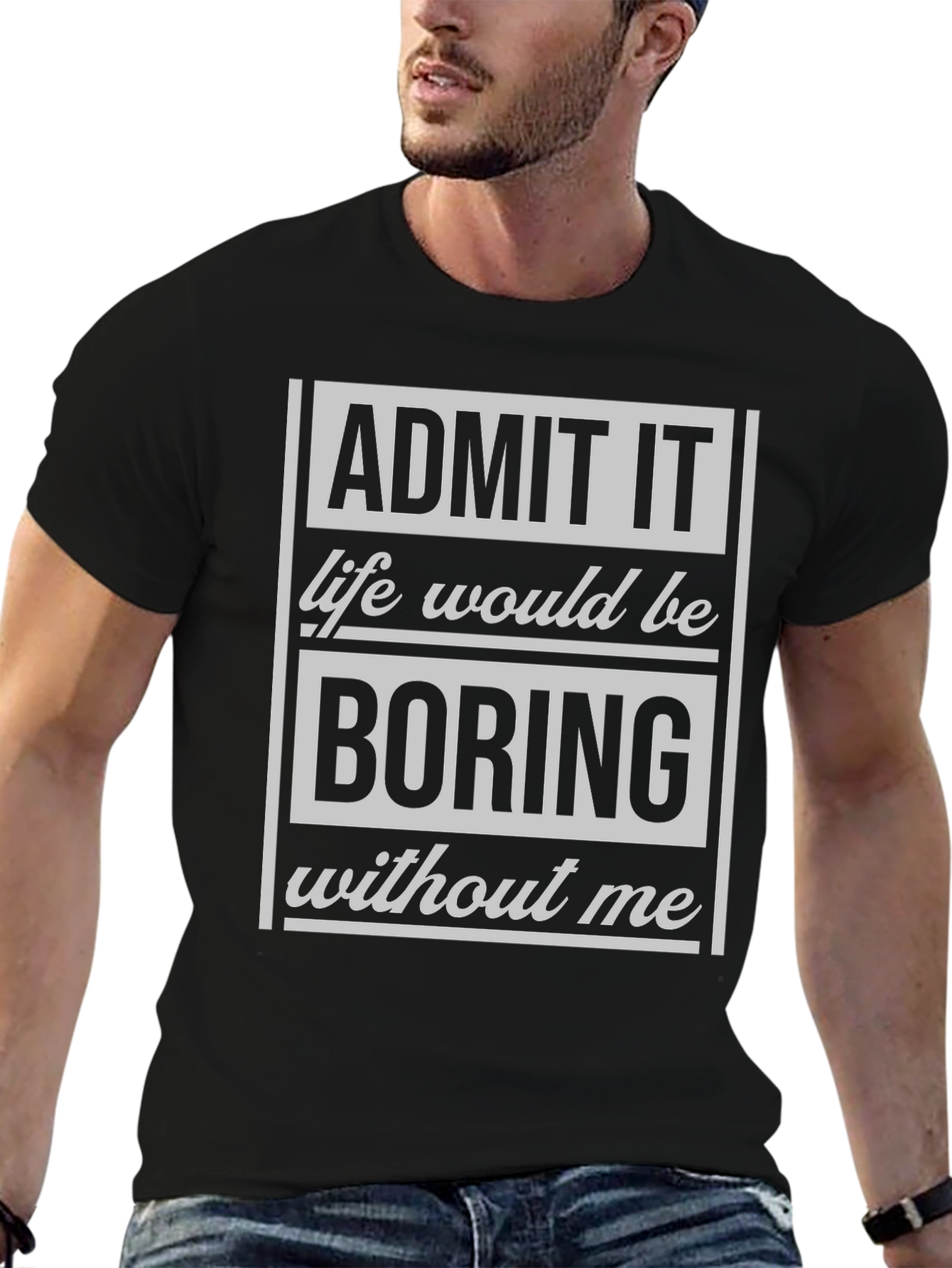 Black Funny "Admit It" Graphic Tee view 6