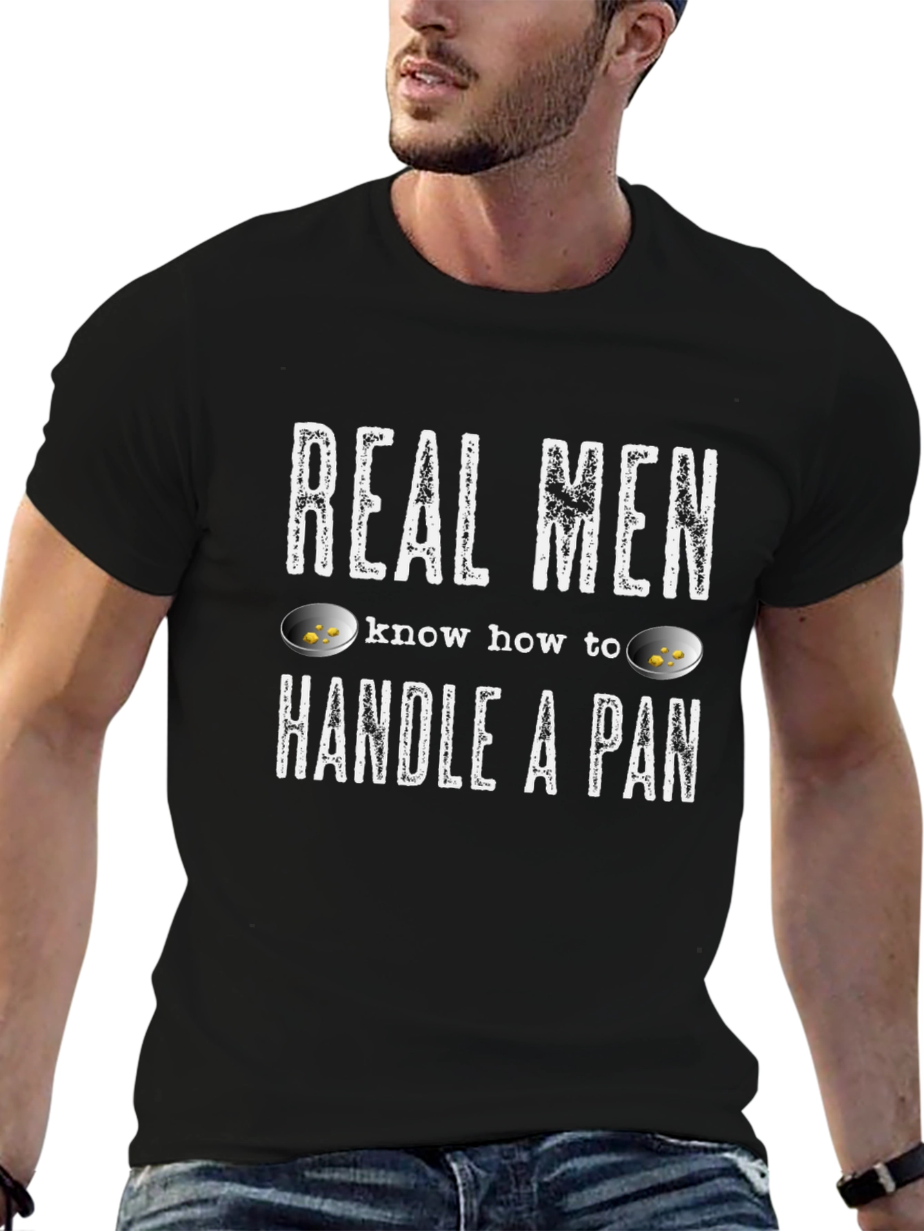 Black Real Men Handle a Pan T-Shirt - Gold Panning view 6
