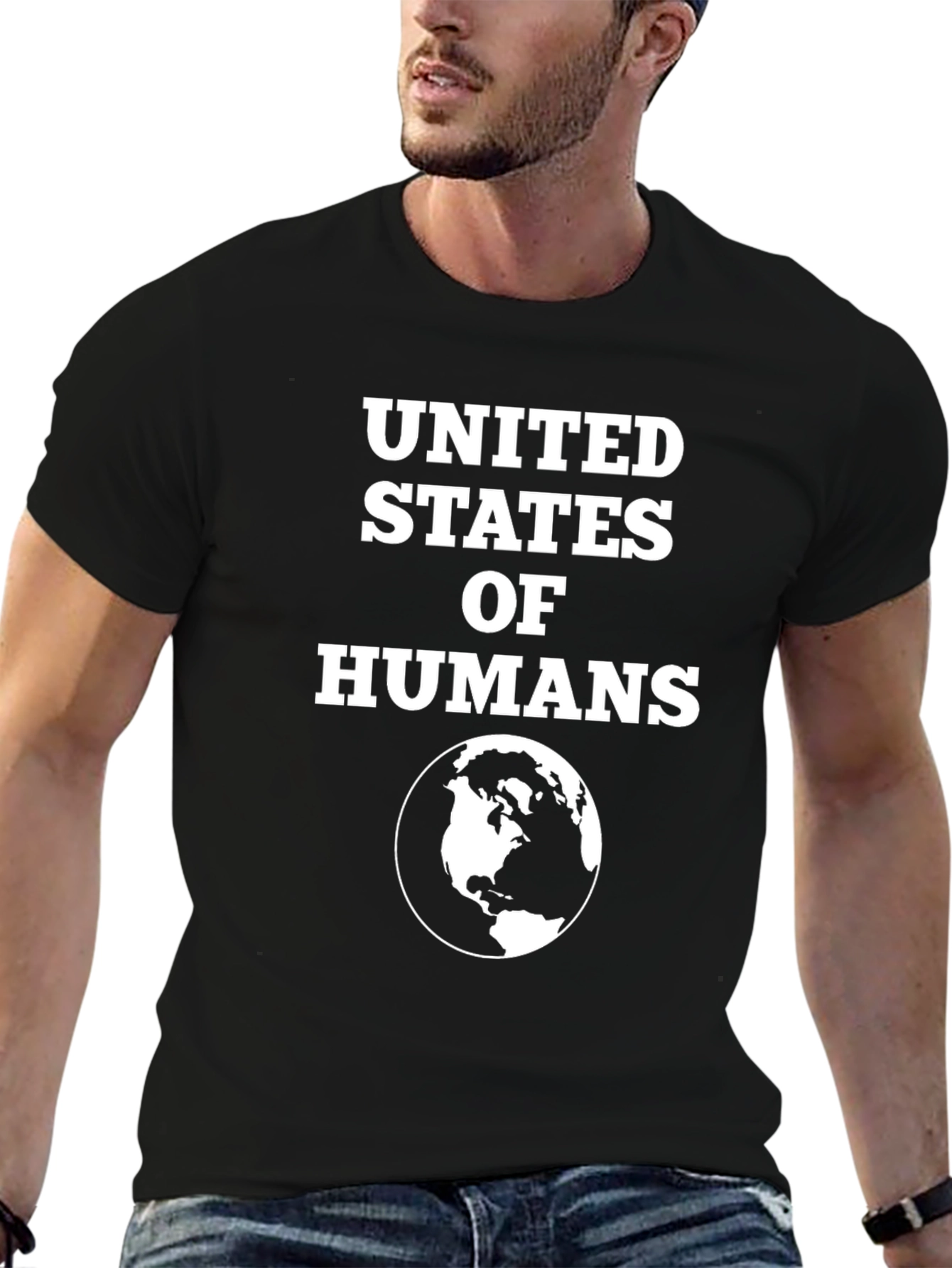 Black United States Of Humans Graphic T-Shirt view 6