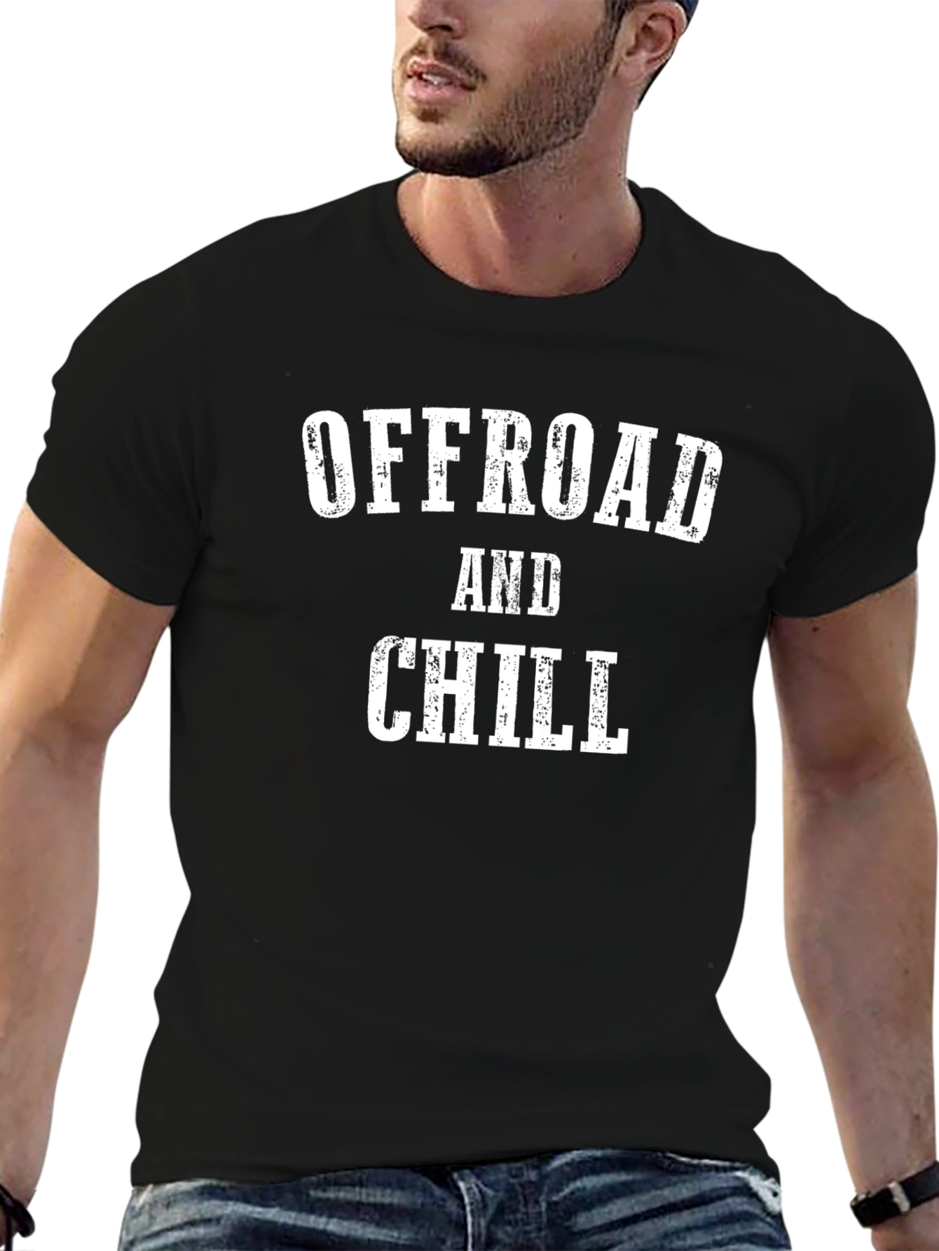 Black Offroad and Chill Graphic Tee - Black Cotton T-Shirt view 6