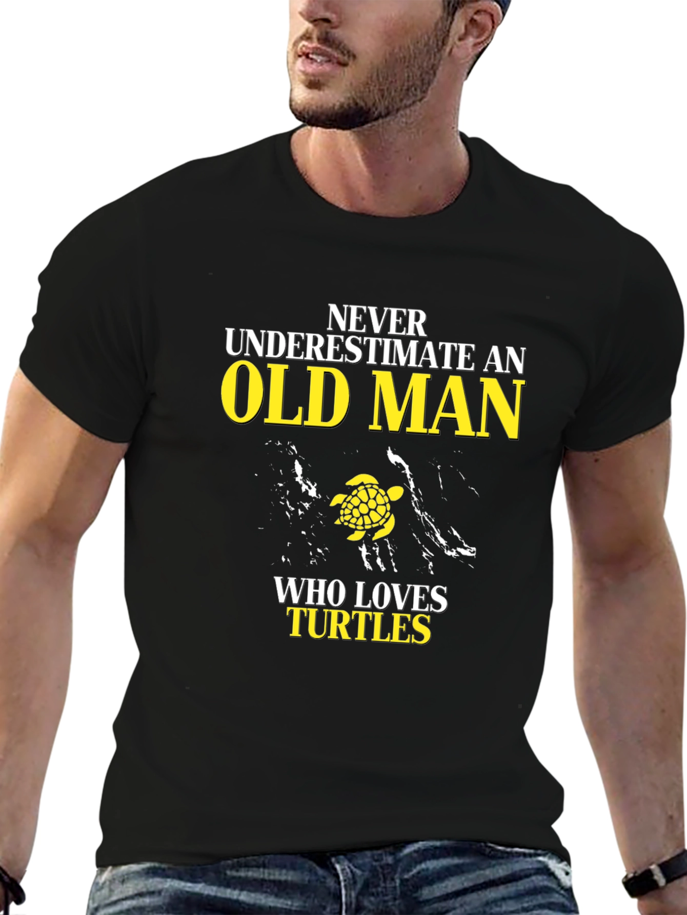Black Never Underestimate an Old Man Turtle Lover T-Shirt view 6