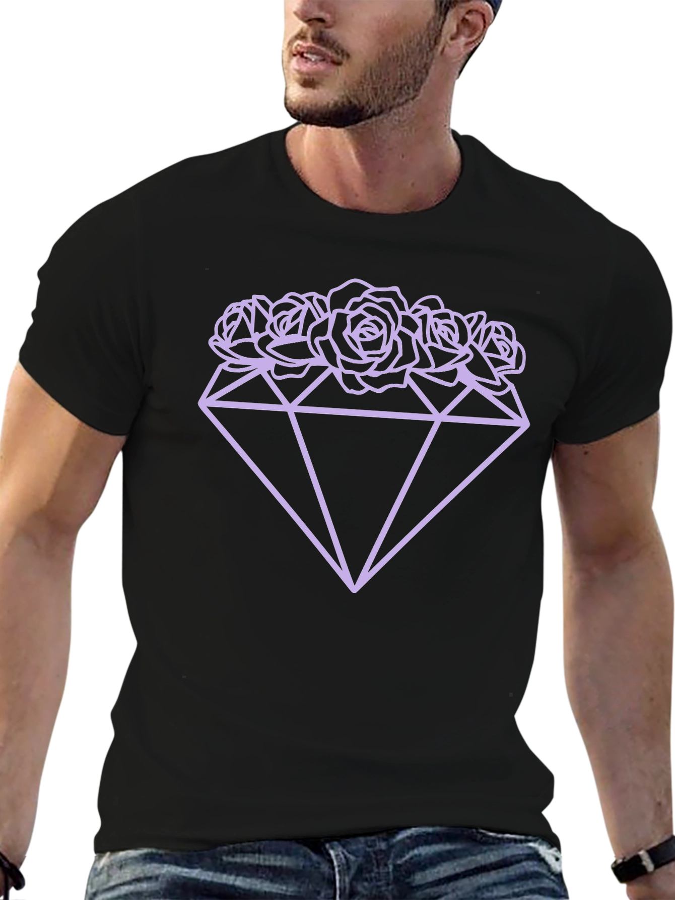 Black Diamond Roses Black T-Shirt view 6