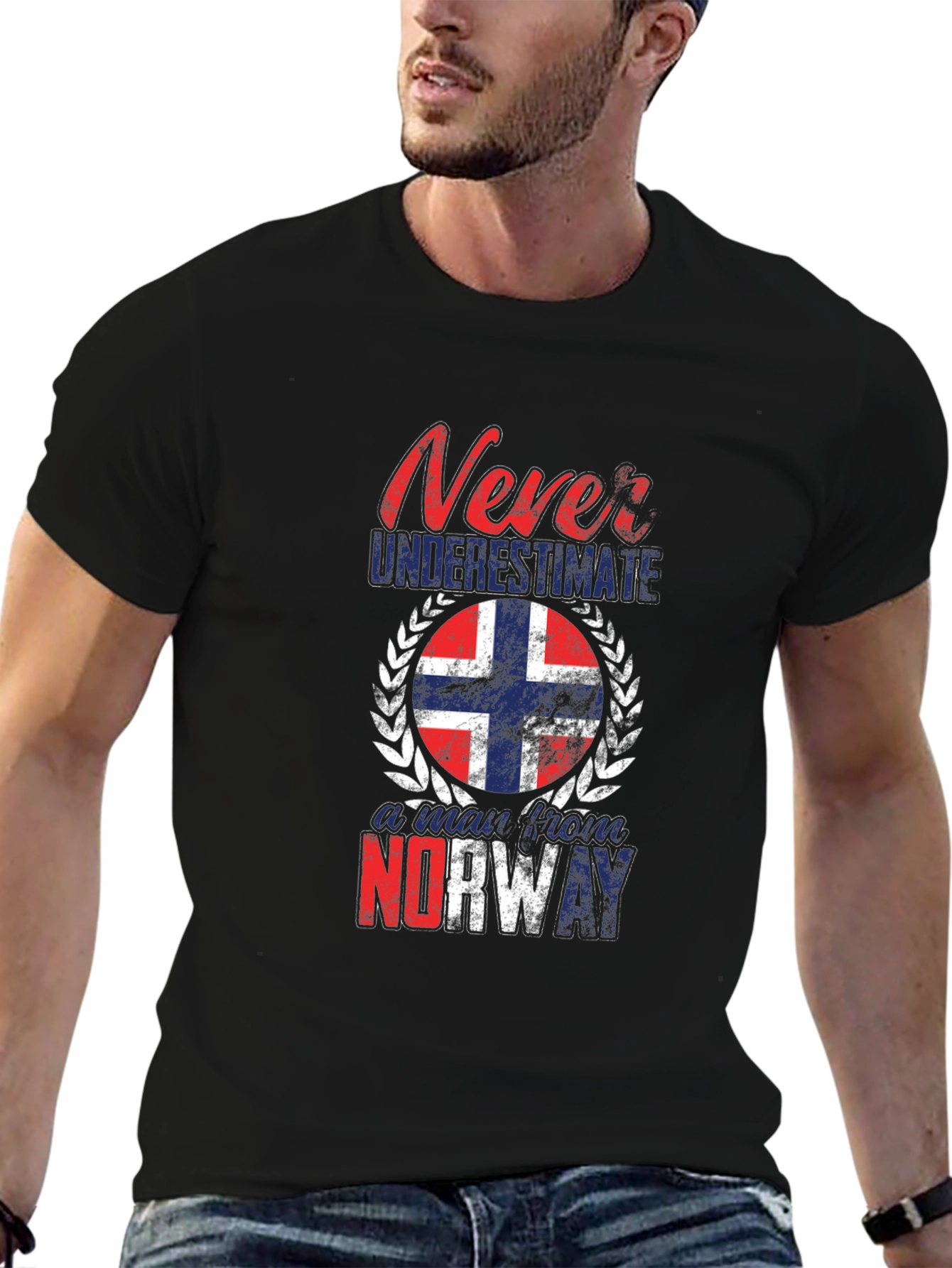 Black Never Underestimate Norway T-Shirt view 6