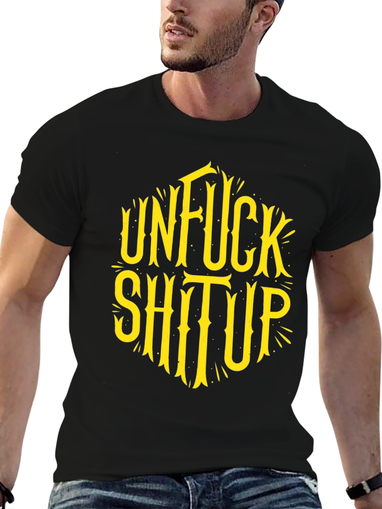 Black Unfuck Shit Up Graphic Tee - Black view 6