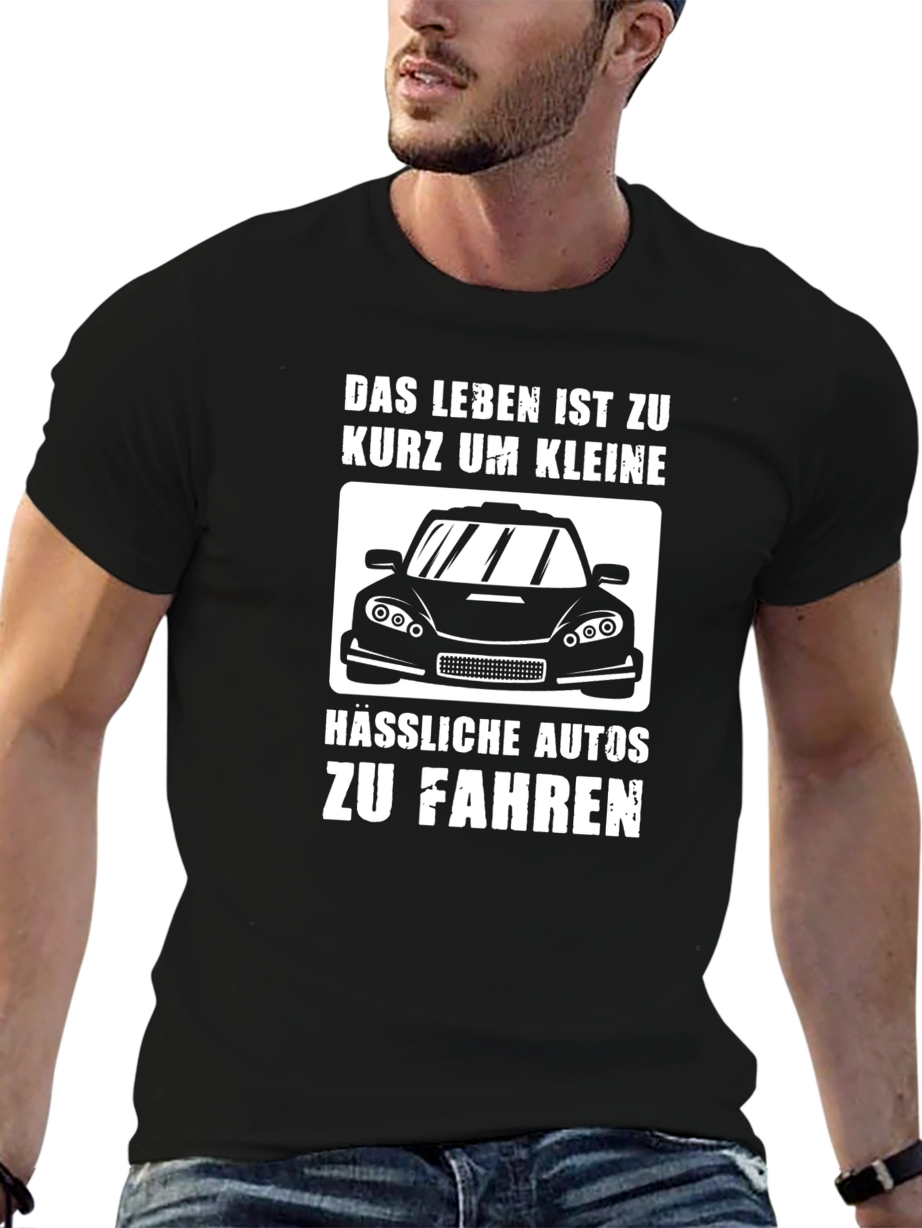 Black Das Leben Ist Zu Kurz T-Shirt view 6