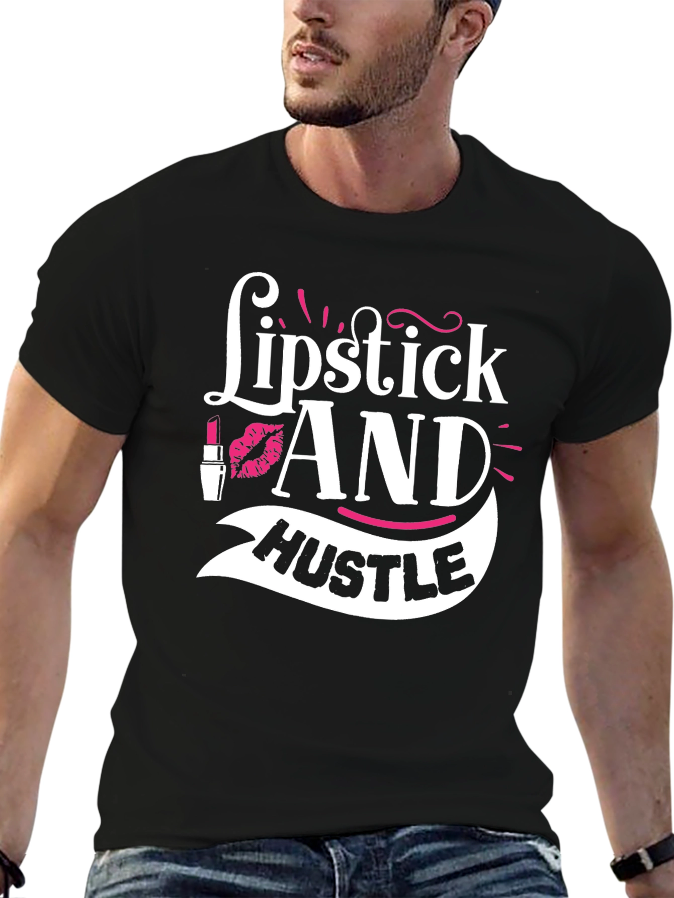 Black Lipstick and Hustle Graphic T-Shirt view 6