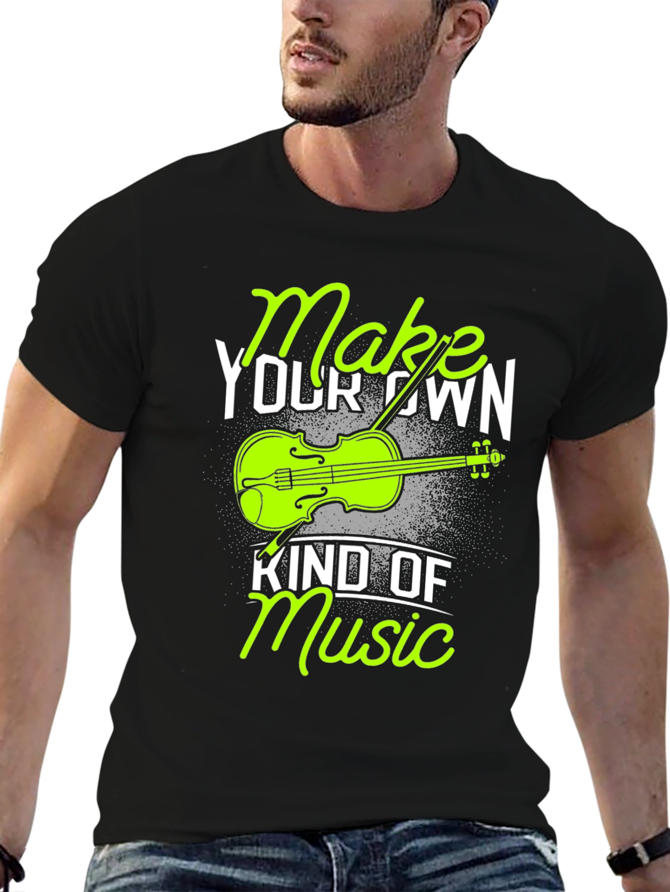 Black Make Your Own Kind of Music T-Shirt - Violin Graphic Tee view 6