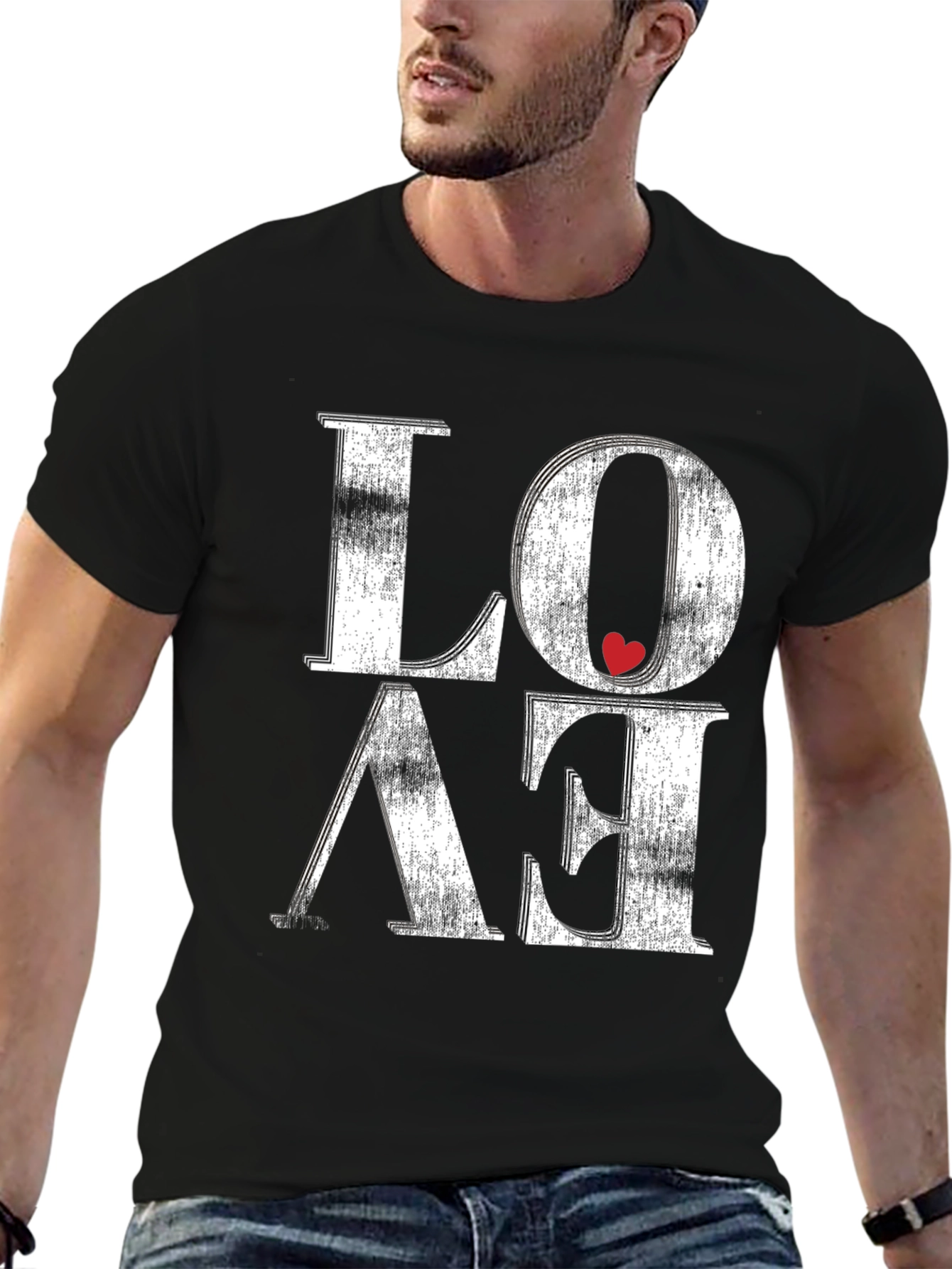 Black Love Graphic Tee - Distressed Print view 6