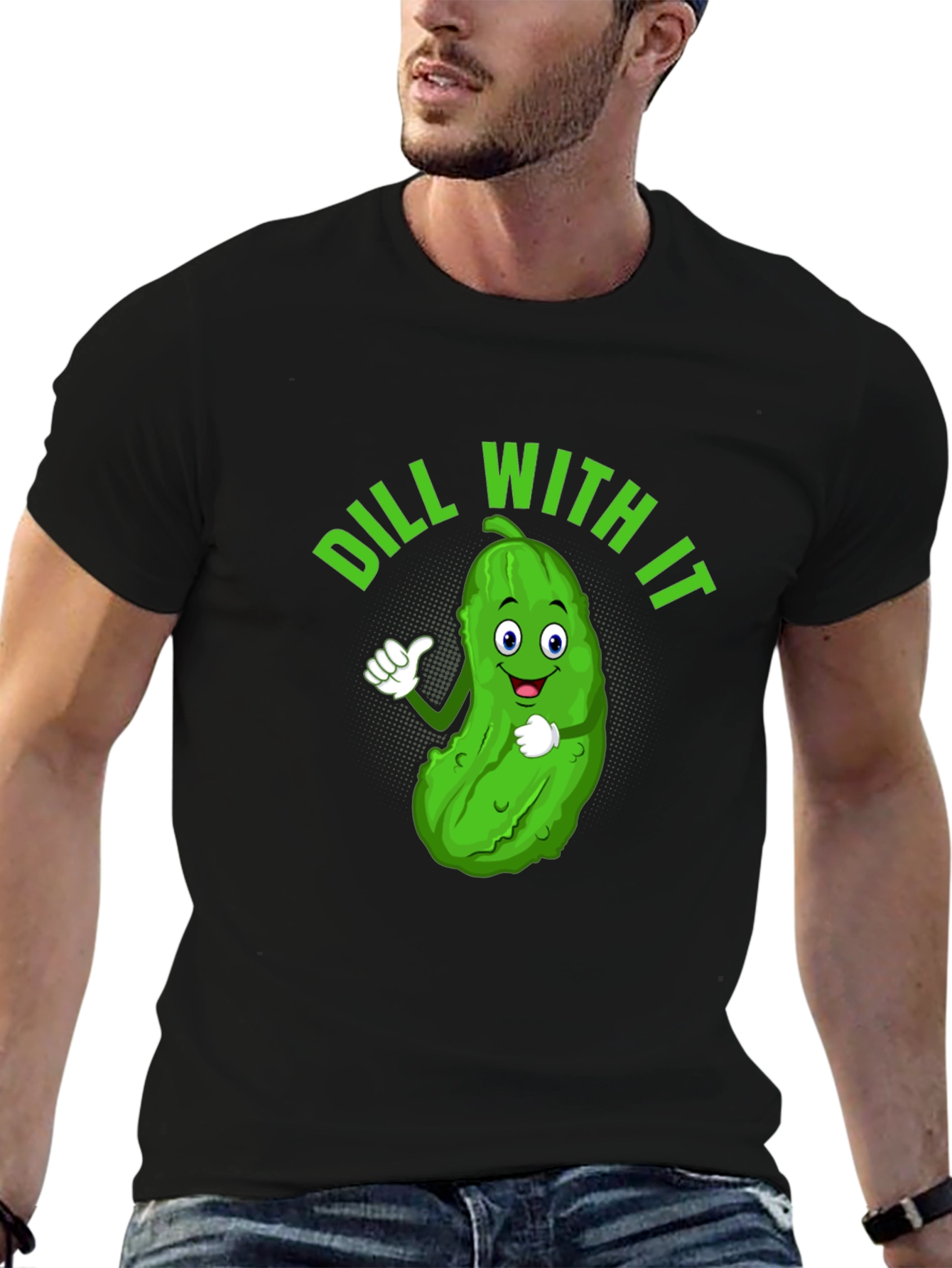 Black Dill With It Funny Pickle Graphic Tee view 6