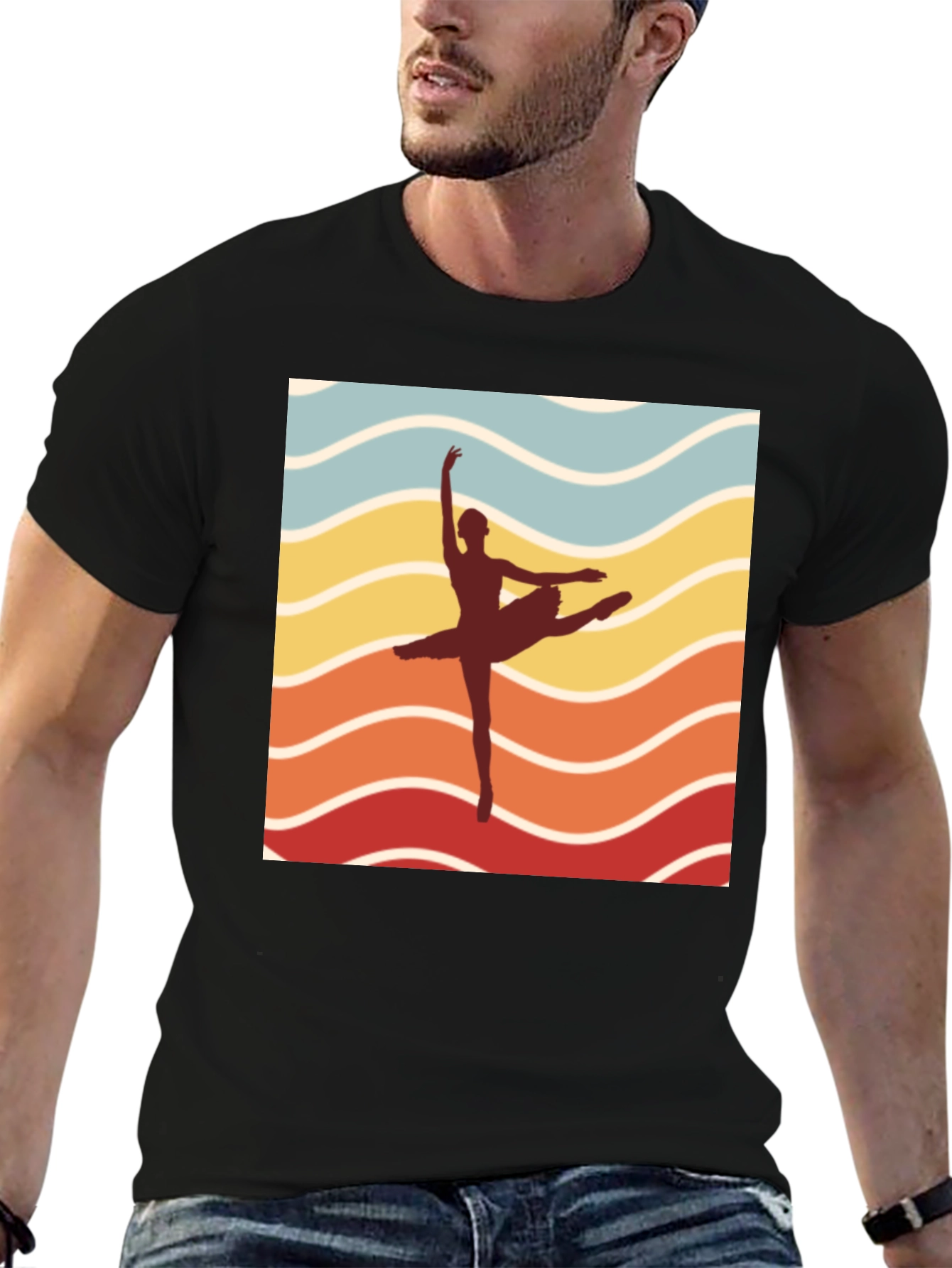 Black Ballet Retro Tee - Dancer Silhouette view 6