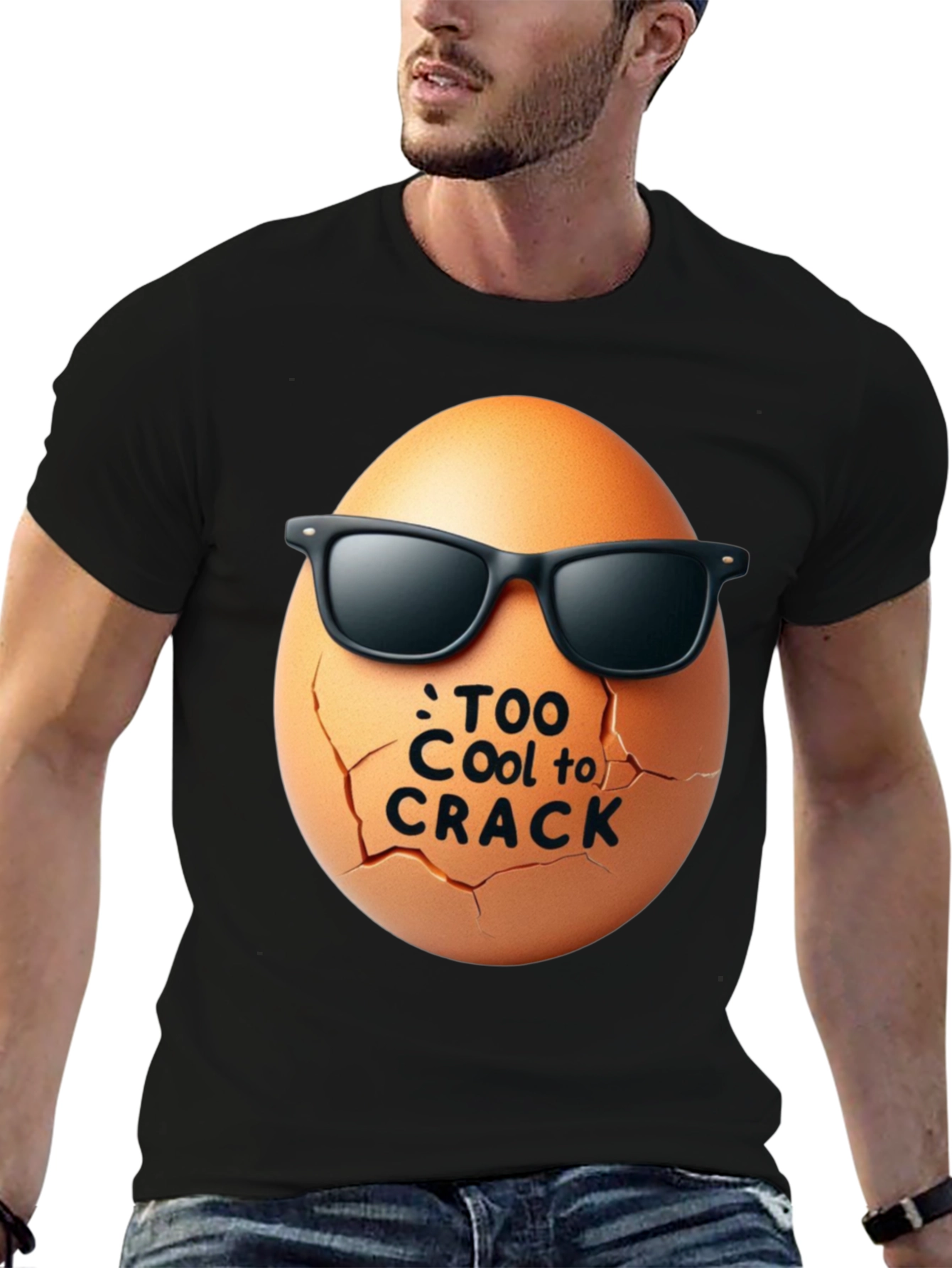 Black Cool Egg Graphic Tee - Too Cool to Crack view 6