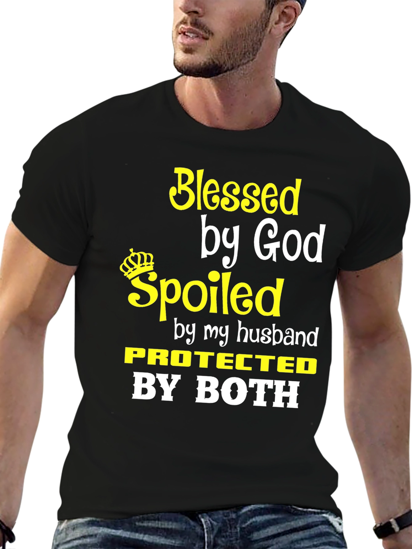Black Blessed Spoiled Protected T-Shirt view 6