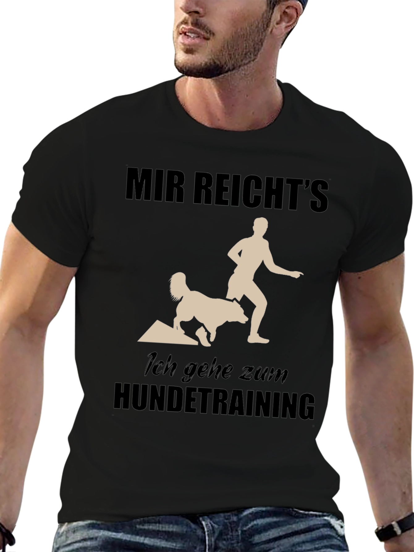 Black Dog Training T-Shirt: Funny German Saying view 6