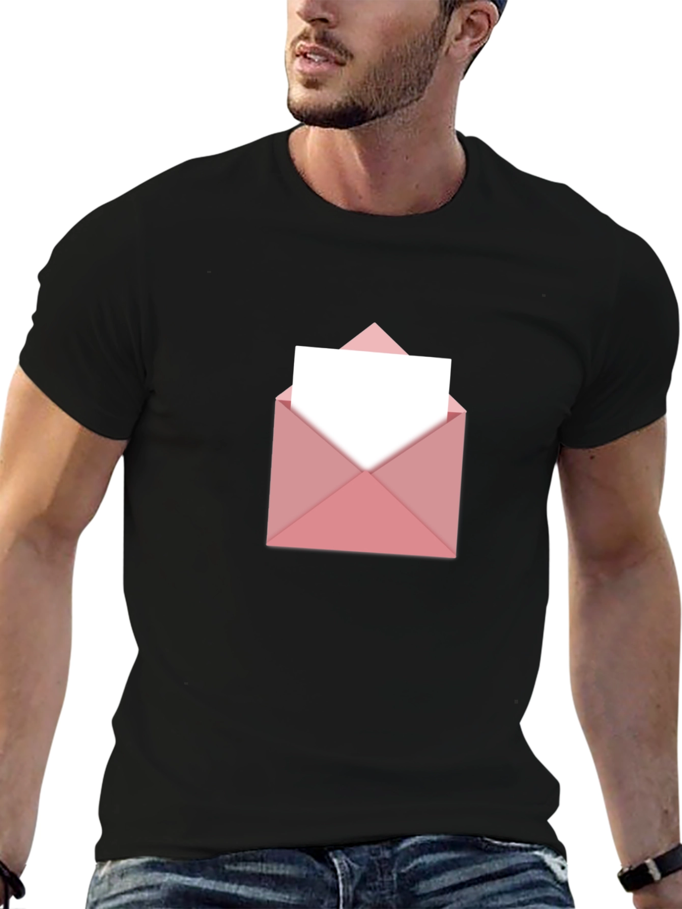 Black Pink Envelope Graphic T-Shirt - Trendy & Stylish view 6