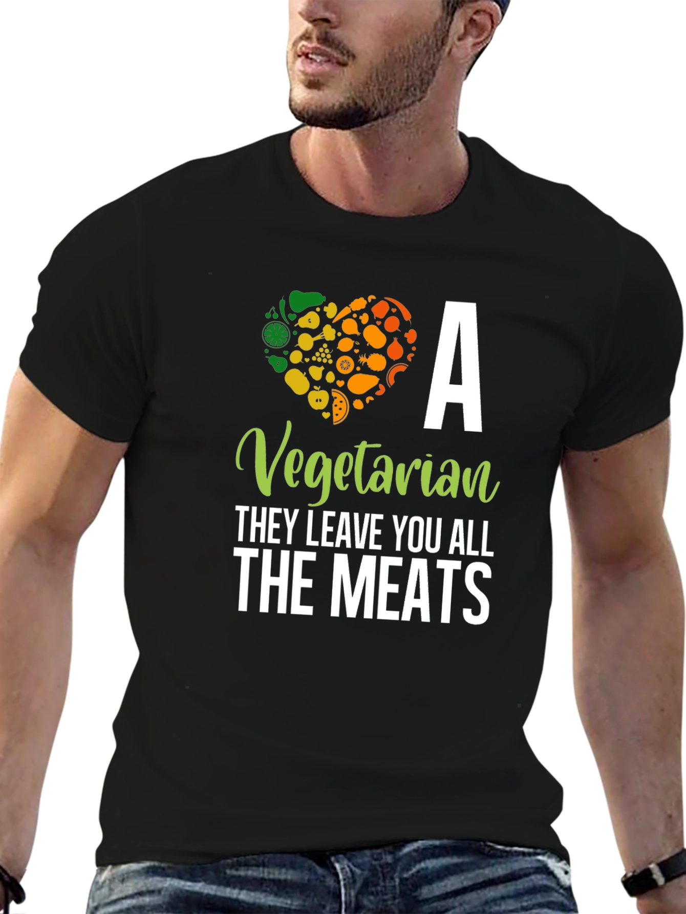 Black Vegetarian T-Shirt: They Leave You All The Meats! view 6