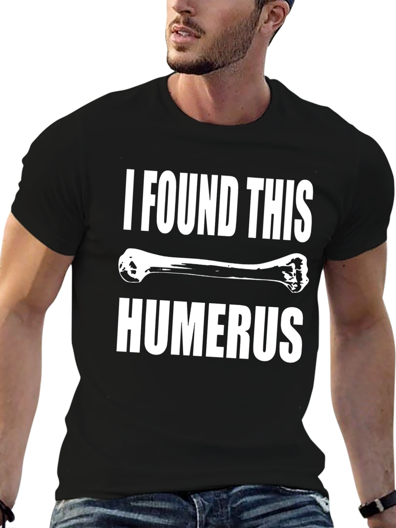 Black Funny Humerus Bone Graphic Tee - I Found This Humerus view 6