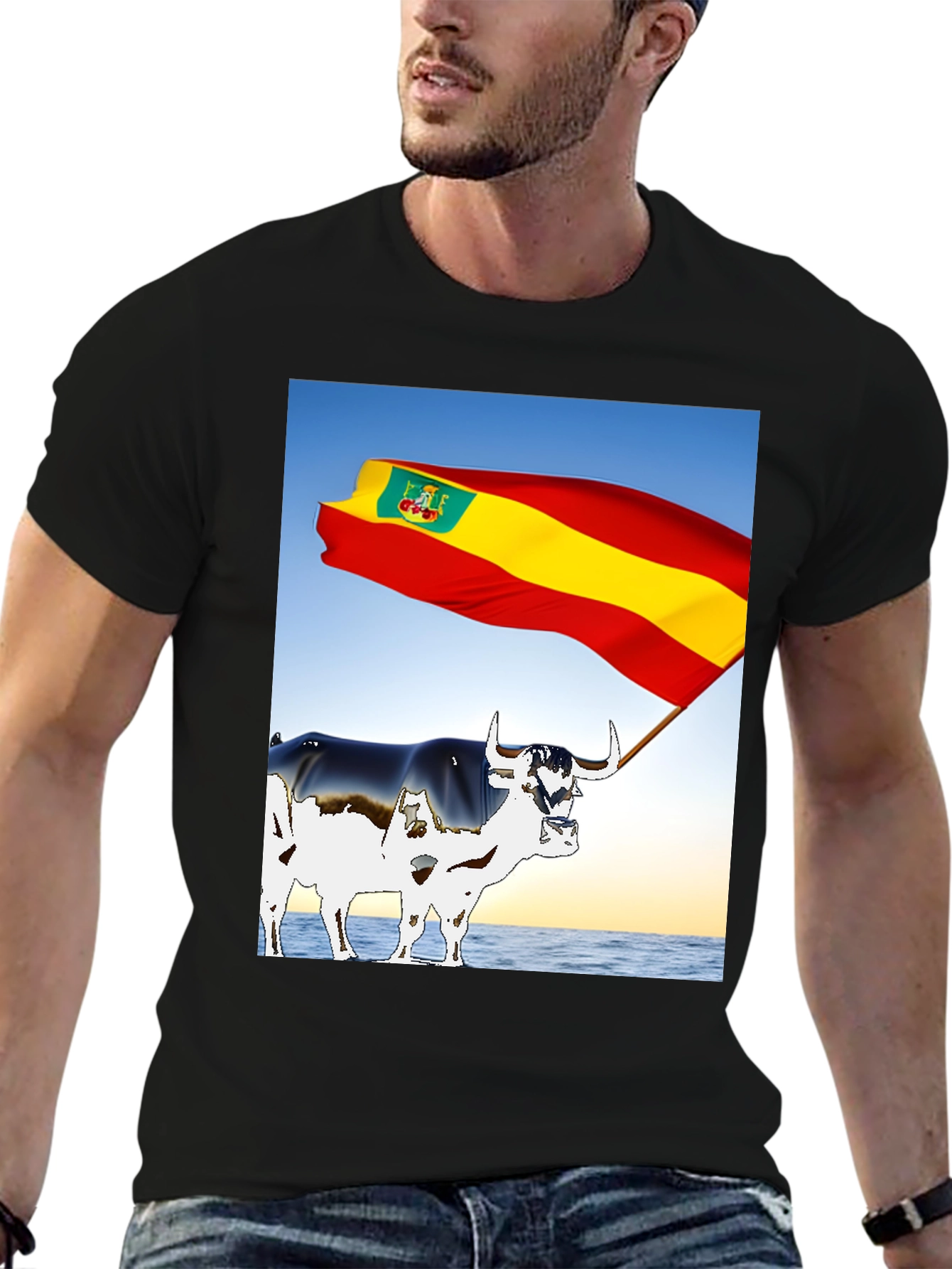Black Spanish Bull Flag Graphic Tee view 6