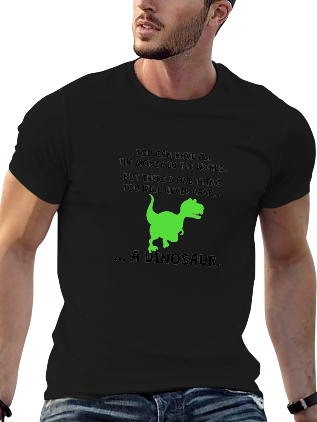 Black Dinosaur Graphic T-Shirt - Humorous Statement Tee view 6