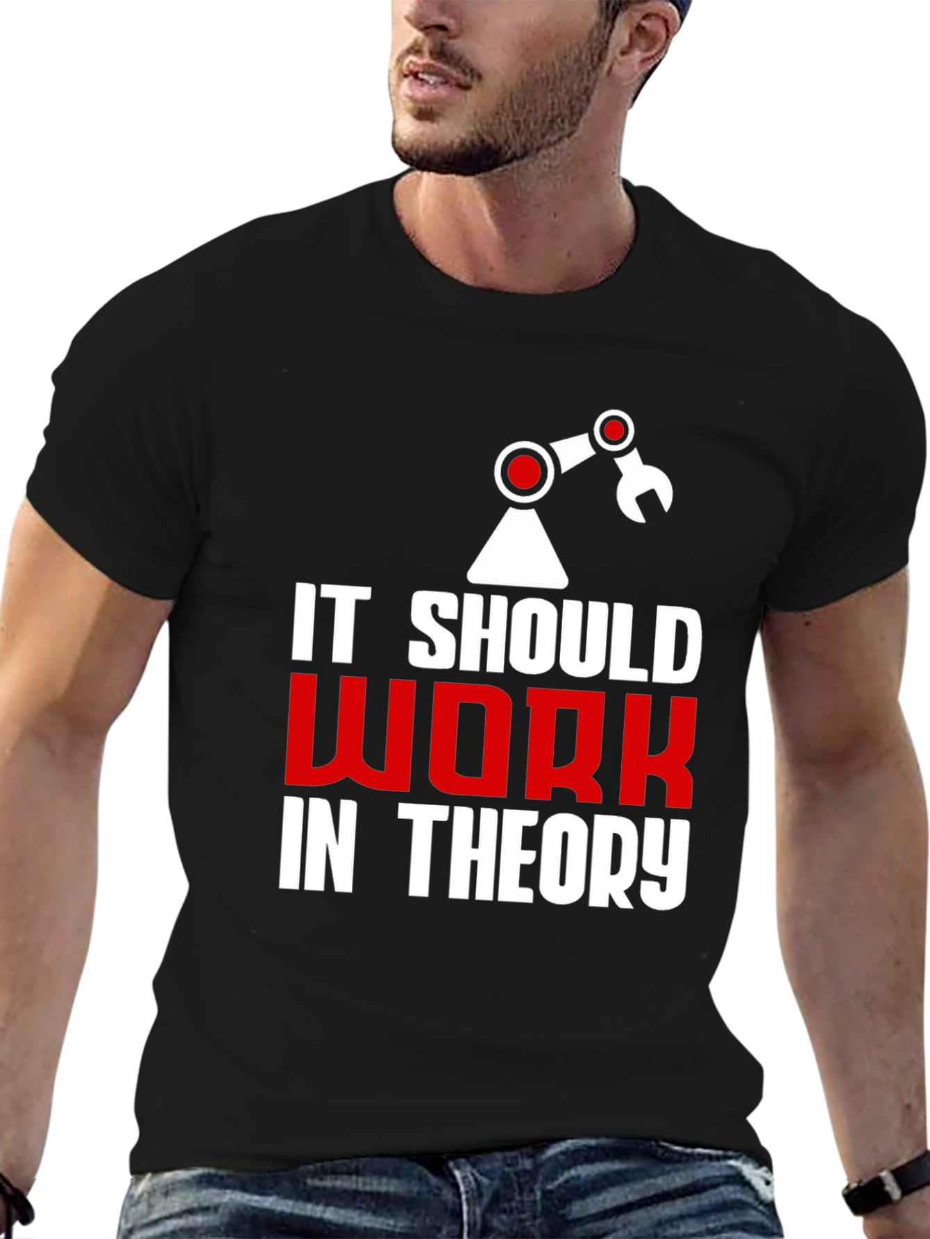 Black It Should Work In Theory Graphic Tee view 6