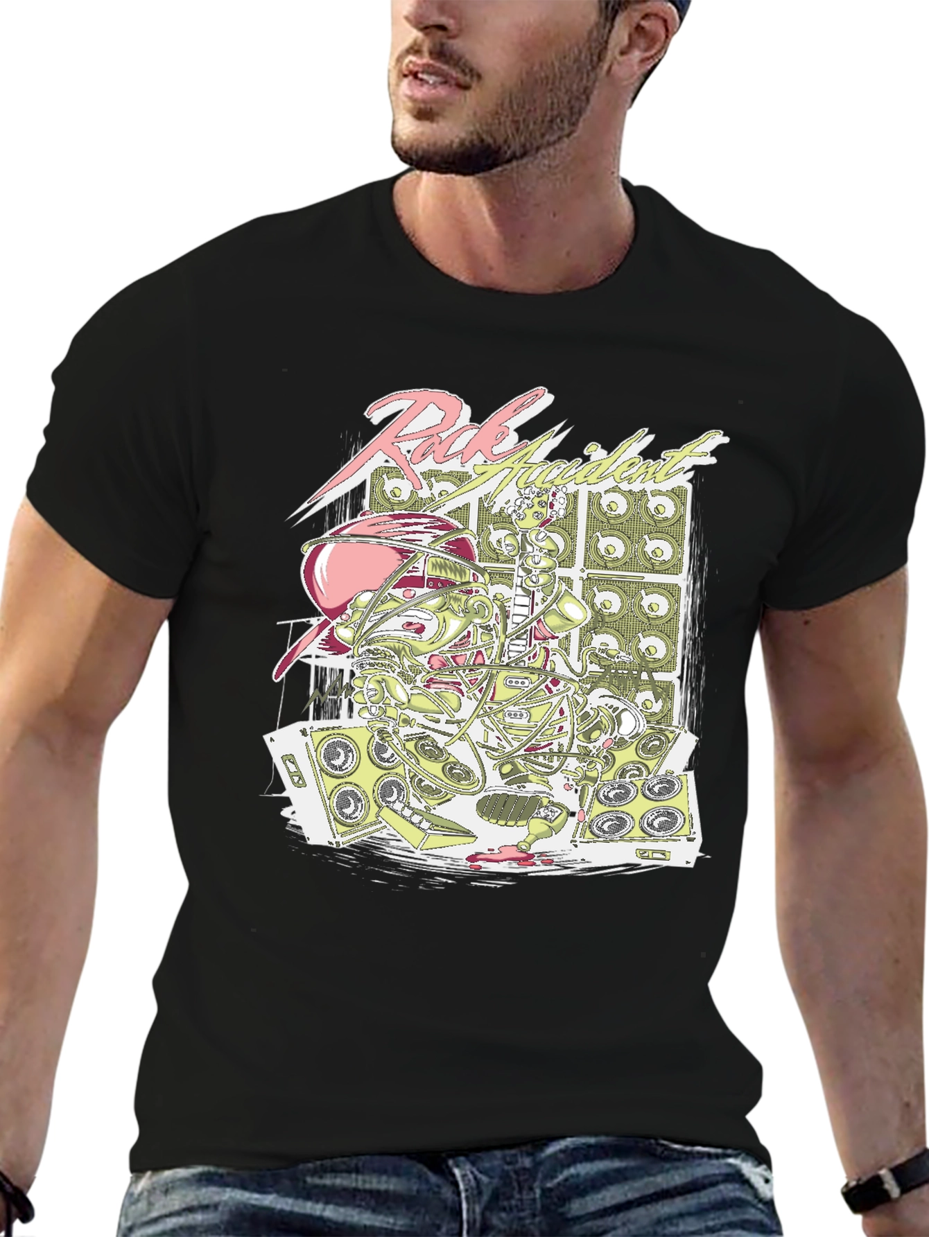 Black Rock Accident T-Shirt - Bold Graphic Tee view 6