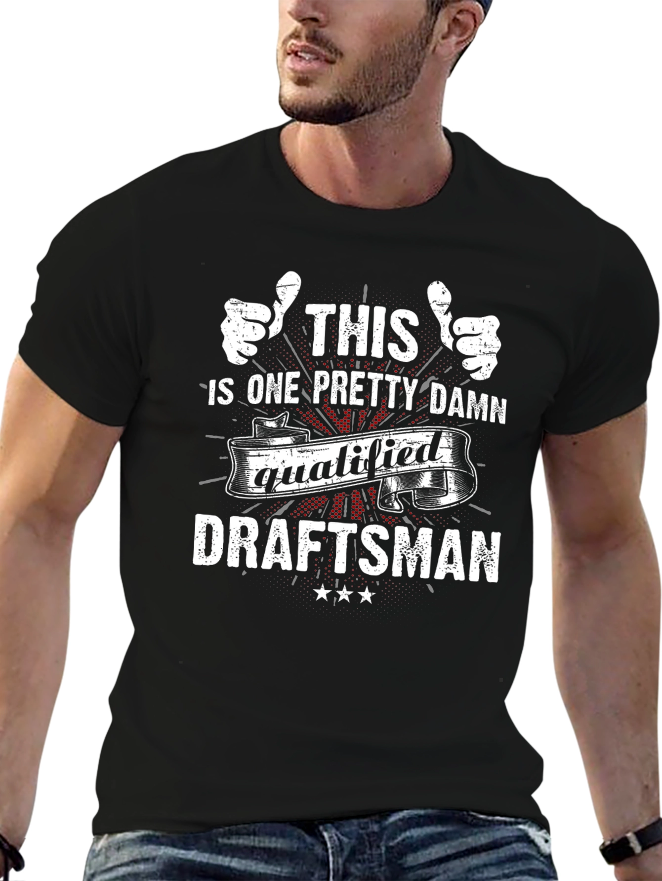 Black Qualified Draftsman Graphic T-Shirt view 6