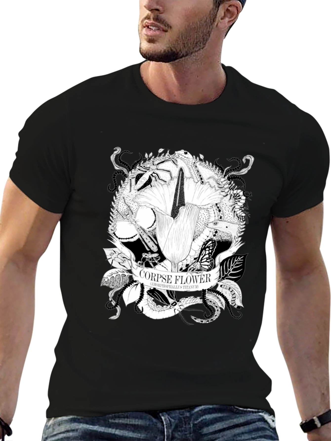 Black Corpse Flower Graphic Tee - Black T-Shirt view 6