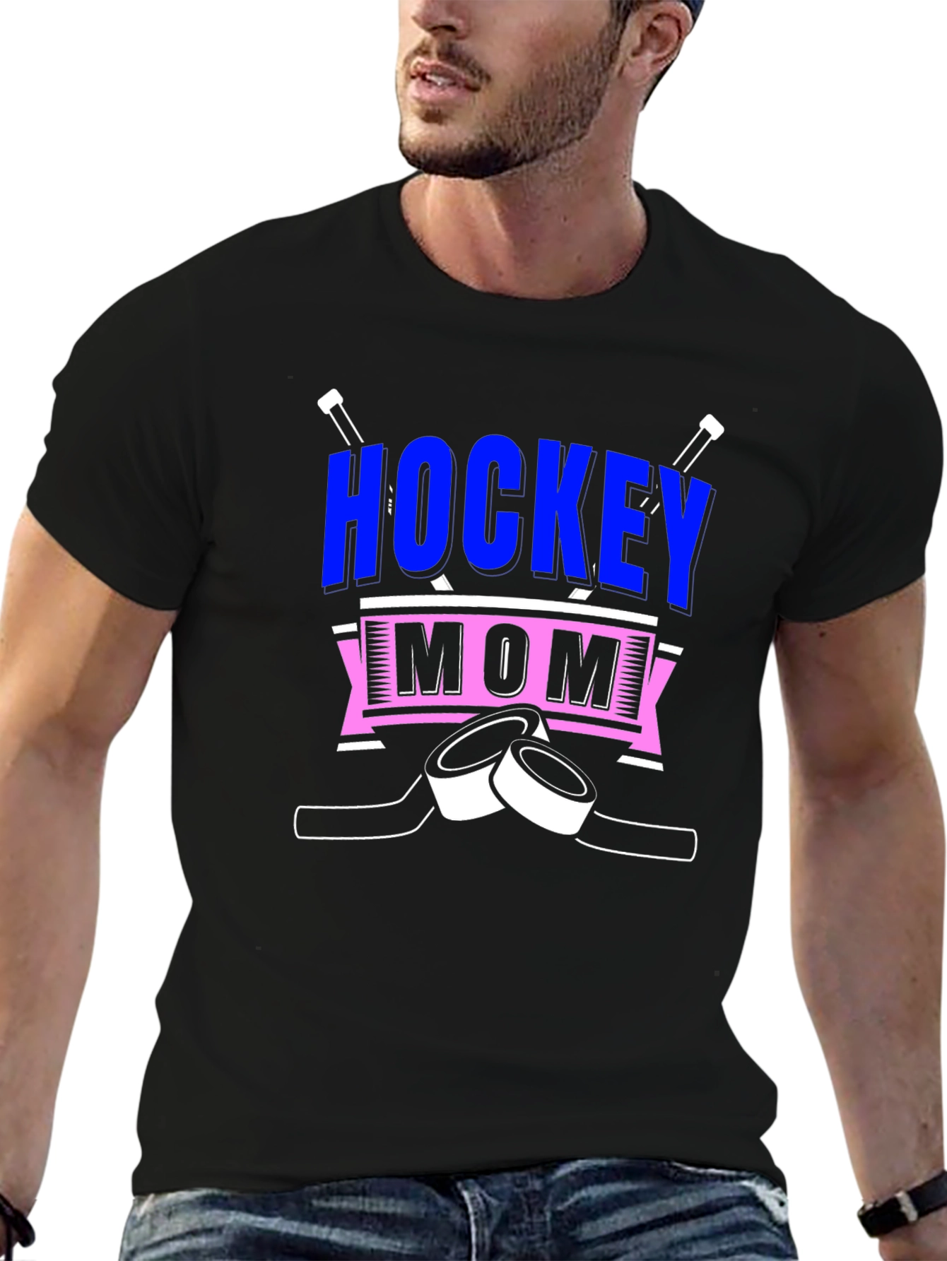 Black Hockey Mom Graphic Tee view 6