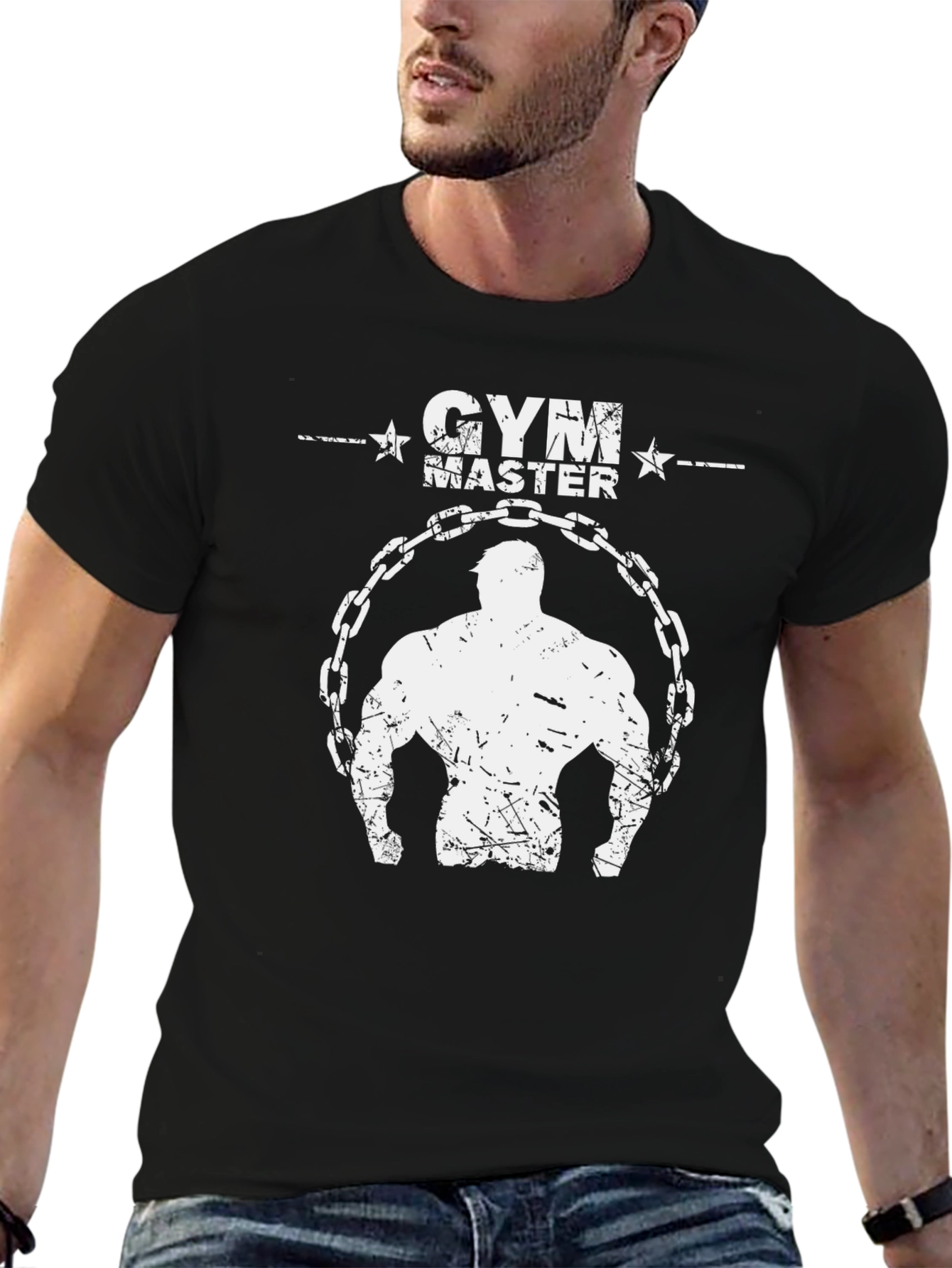 Black Gym Master Graphic Tee - Bodybuilding Shirt view 6