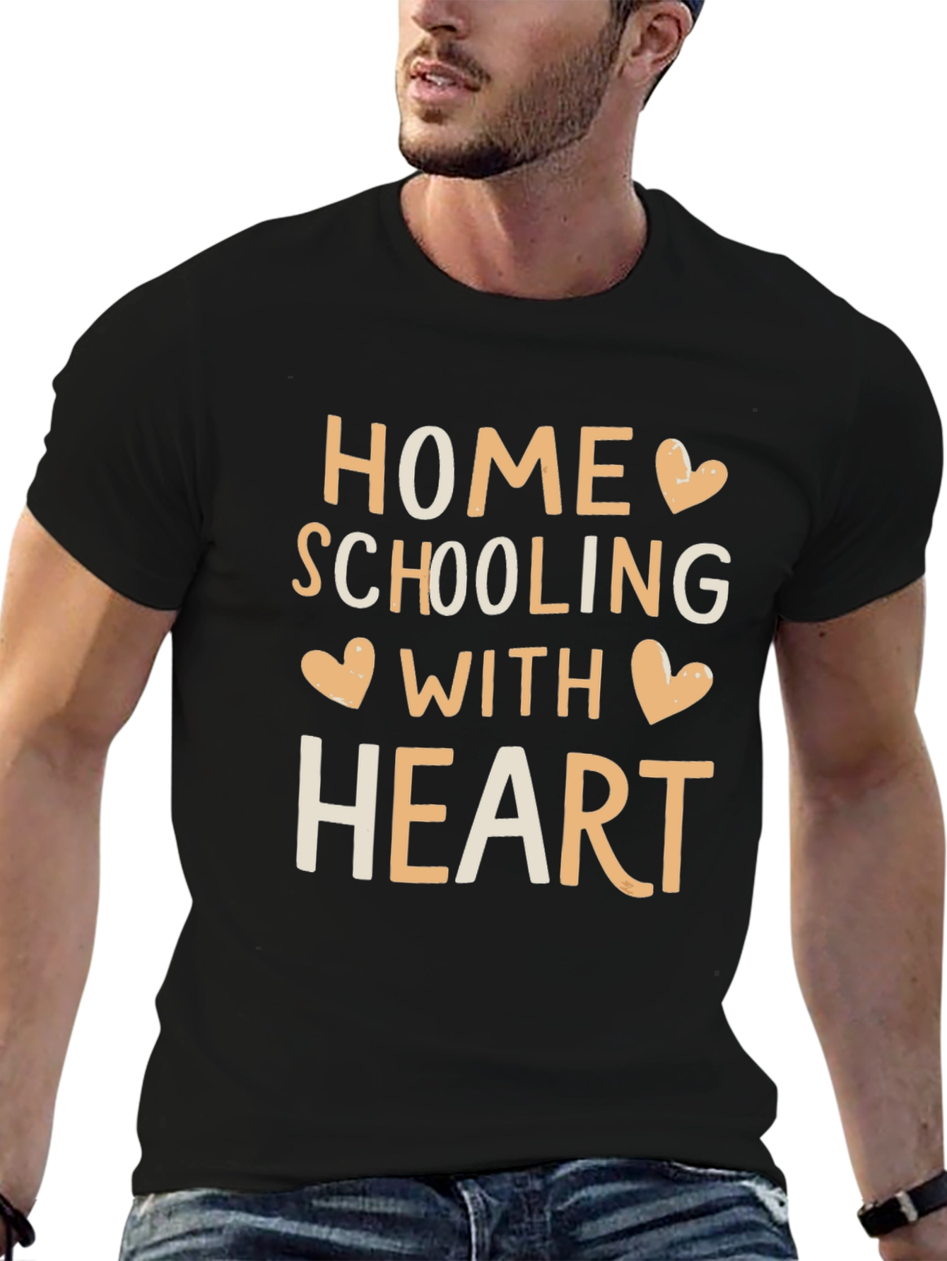Black Homeschooling With Heart T-Shirt view 6