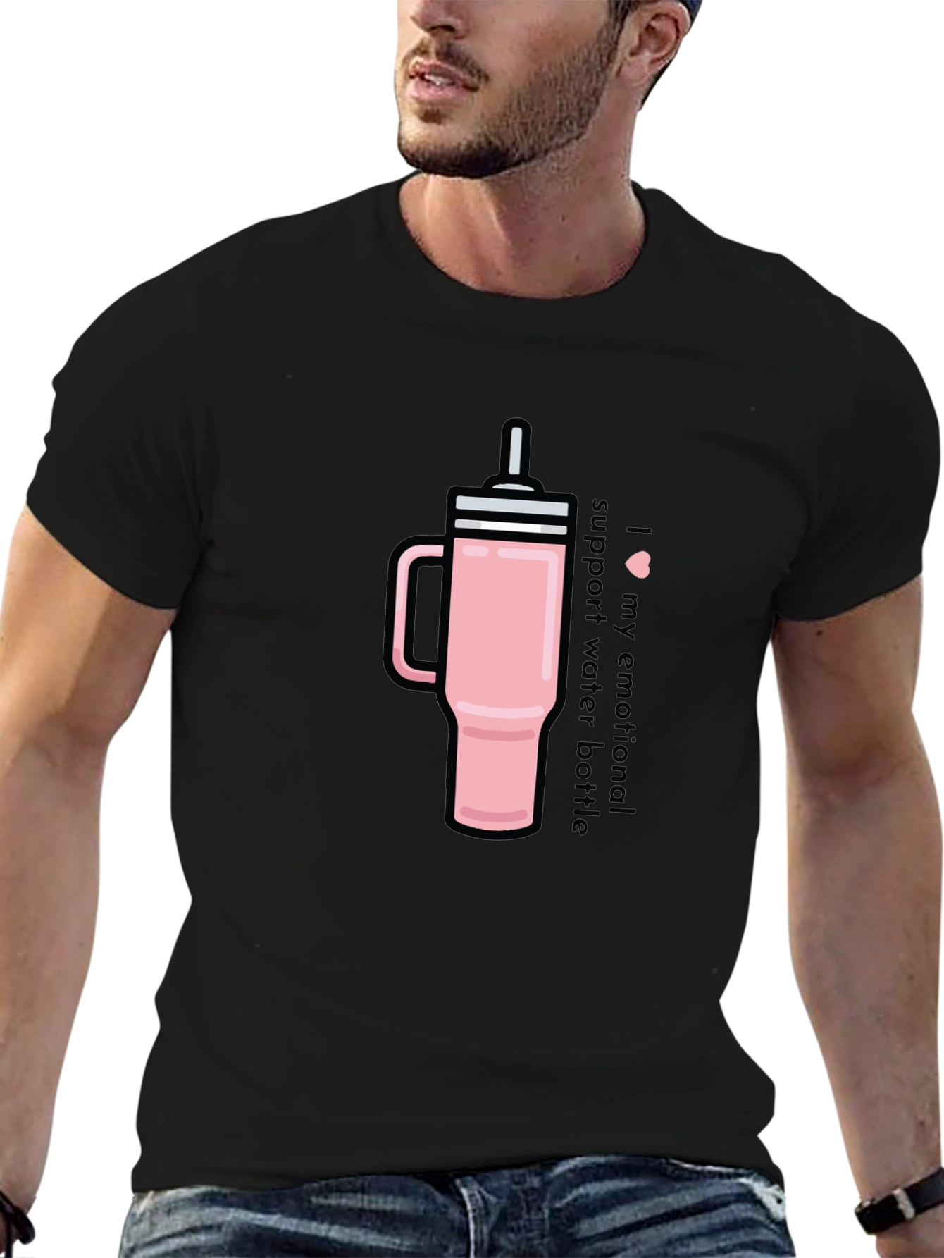 Black Emotional Support Water Bottle Tee - Black view 6