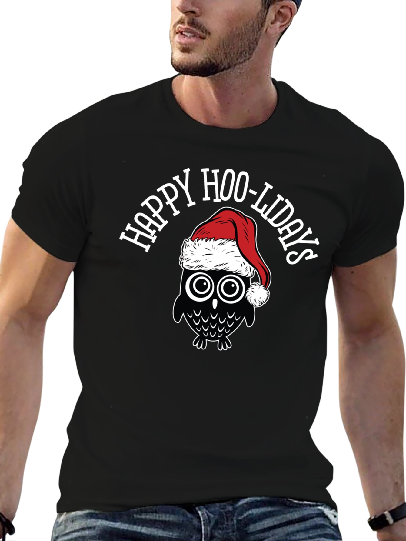 Black Happy Hoo-lidays Owl Graphic Tee view 6