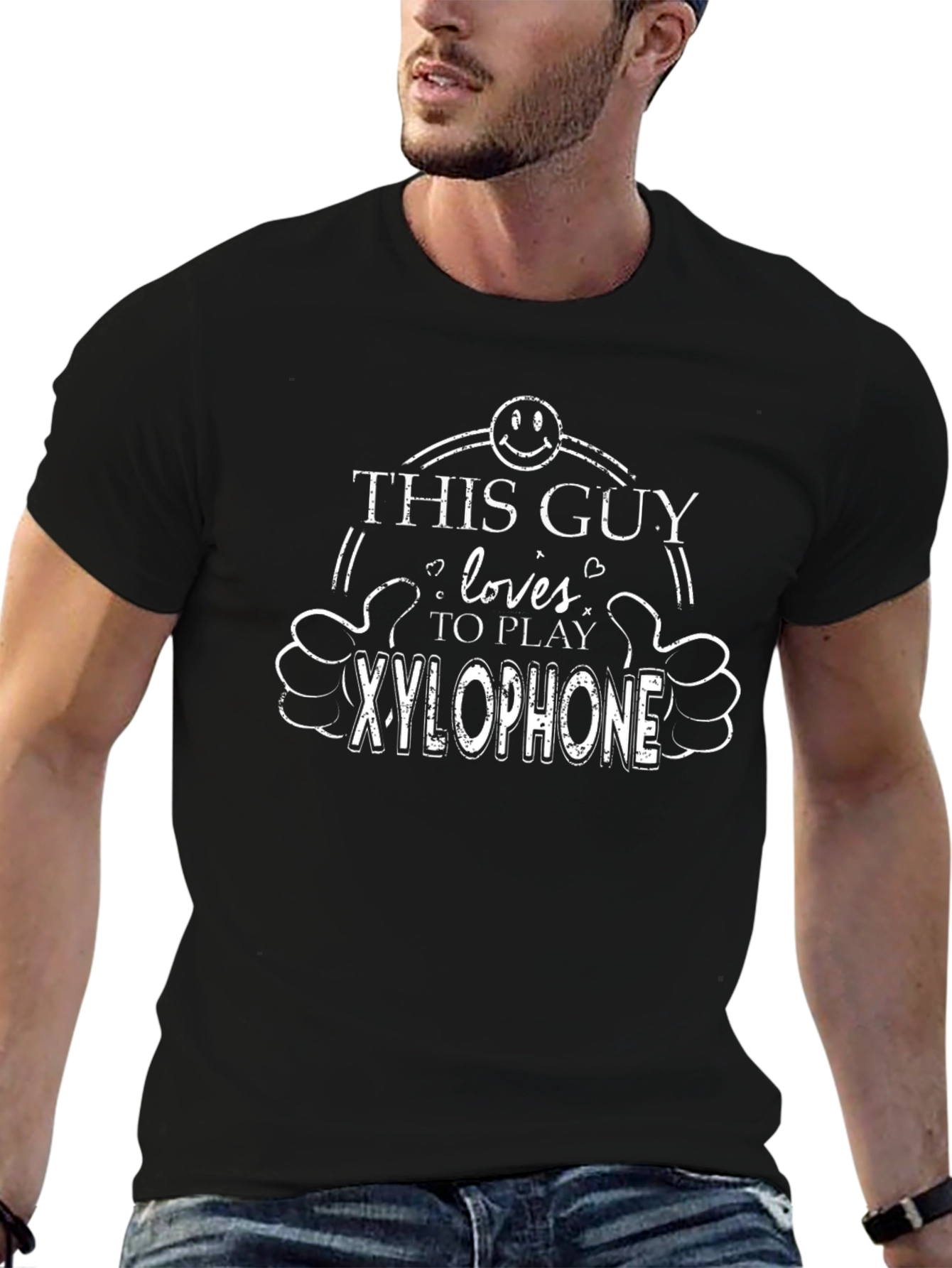 Black This Guy Loves to Play Xylophone Black T-Shirt view 6