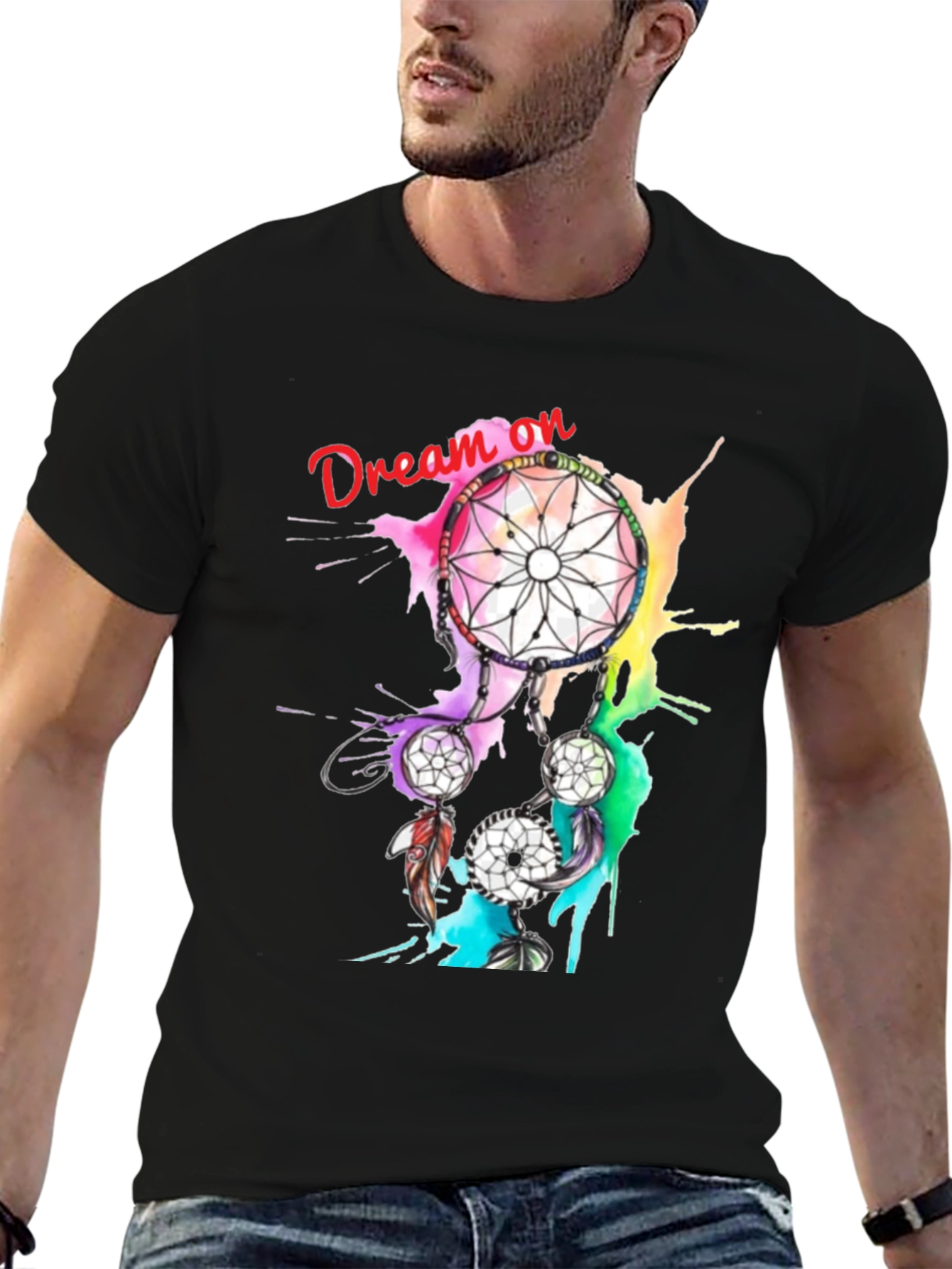 Black Dream On Dreamcatcher Graphic Tee - Black T-Shirt view 6